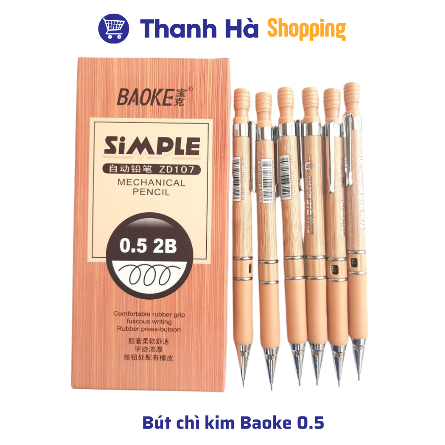 Mô tả Bút chì kim Baoke ZD107 0.5mm - ZD105 0.7mm, bút viết chì kim bấm cơ khí 2B - 4
