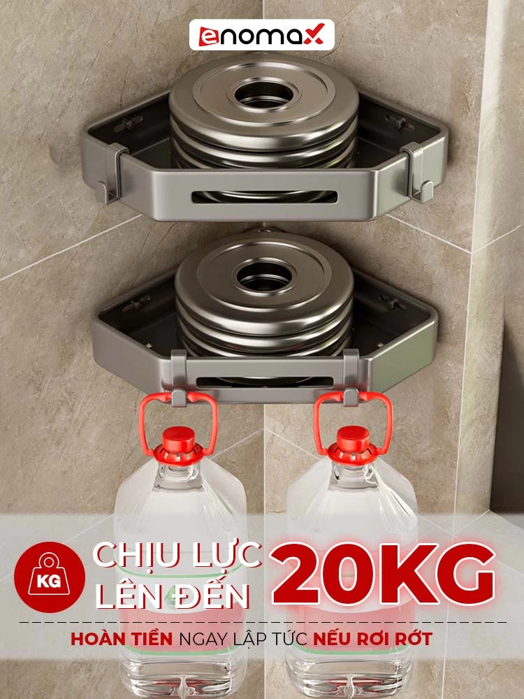Mô tả Kệ góc nhà tắm Enomax dán tường, để đồ đa năng tiện lợi, chất liệu Thép Carbon cao cấp, chống gỉ sét - 4