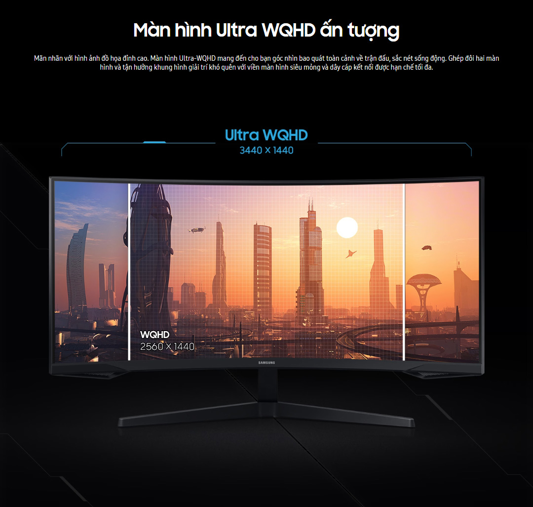 Mô tả Màn hình Gaming Samsung Odyssey 34 inch Cong LC34G55TWWEXXV Ultra WQHD 165Hz 1ms HDR - 2