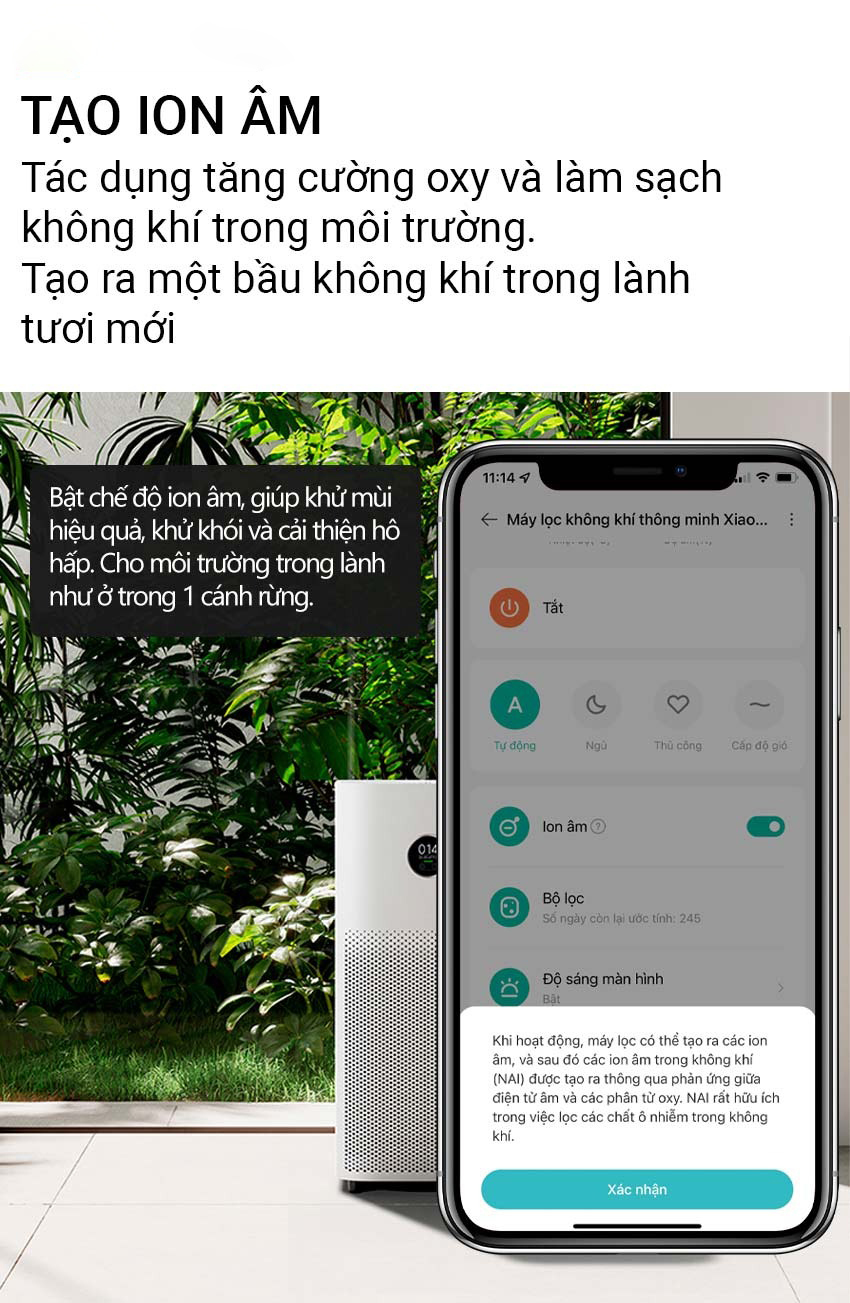 Mô tả Máy lọc không khí Xiaomi Mi Air Purifier 4 EU BHR5096GL - Lọc sạch 99.97% bụi bẩn - 10