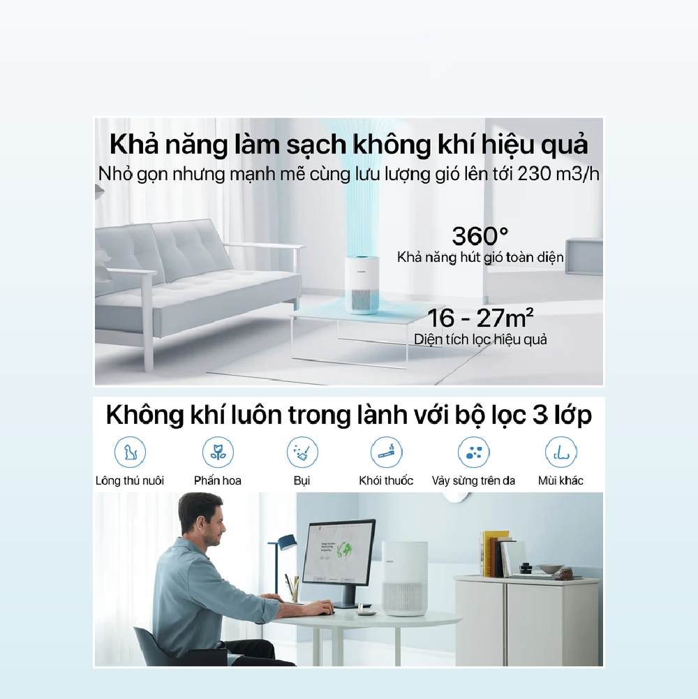 Mô tả Máy lọc không khí Xiaomi Smart Air Purifier 4 Compact BHR5860EU/ Lõi lọc không khí BHR5861GL - 3