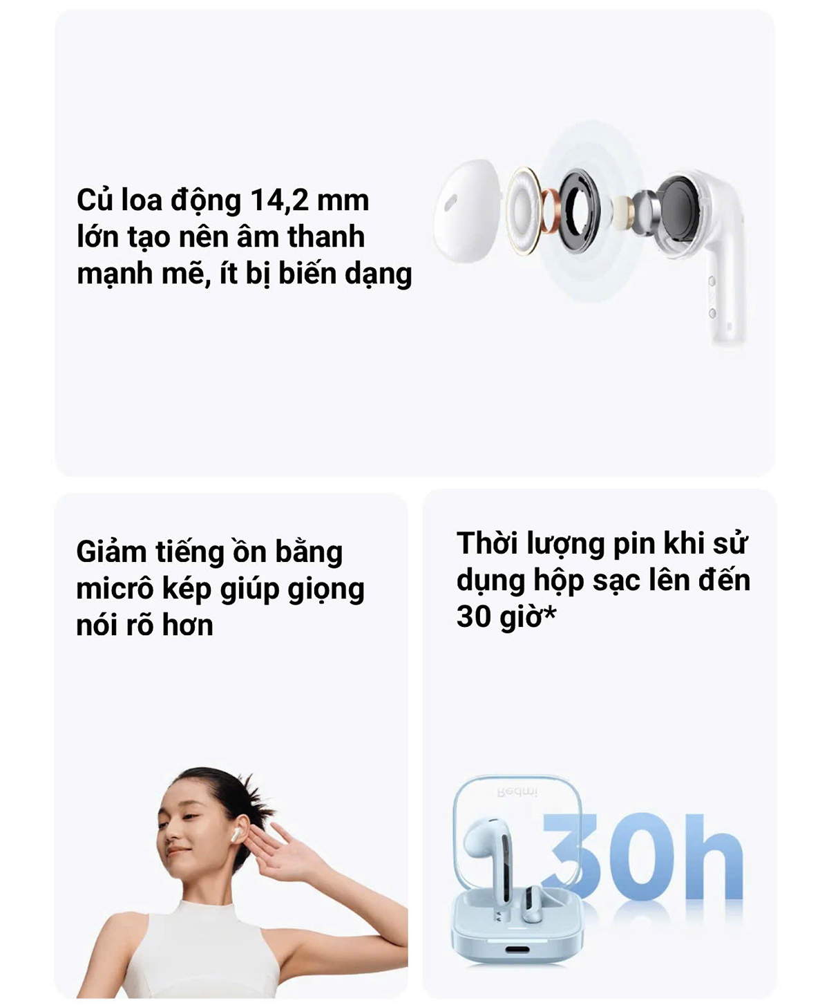 Mô tả Tai nghe Redmi Buds 6 Active BHR8391GL/BHR8396GL - Thời lượng pin lên đến 30 giờ - 2