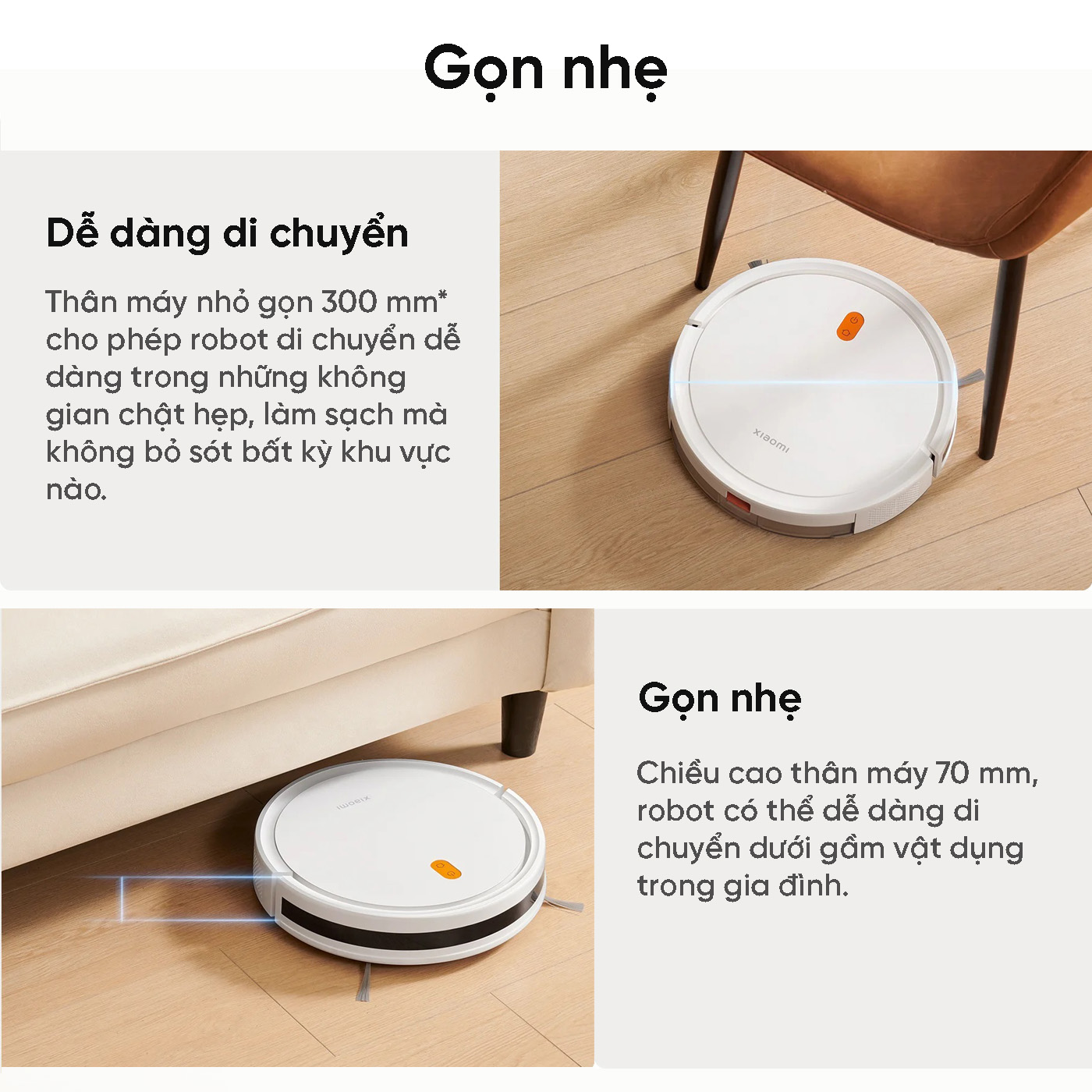 Mô tả Robot Hút Bụi Lau Nhà Xiaomi Vacuum E5 - Lực hút 2000Pa, 150m2 - Ba Cấp Độ Hút - 4