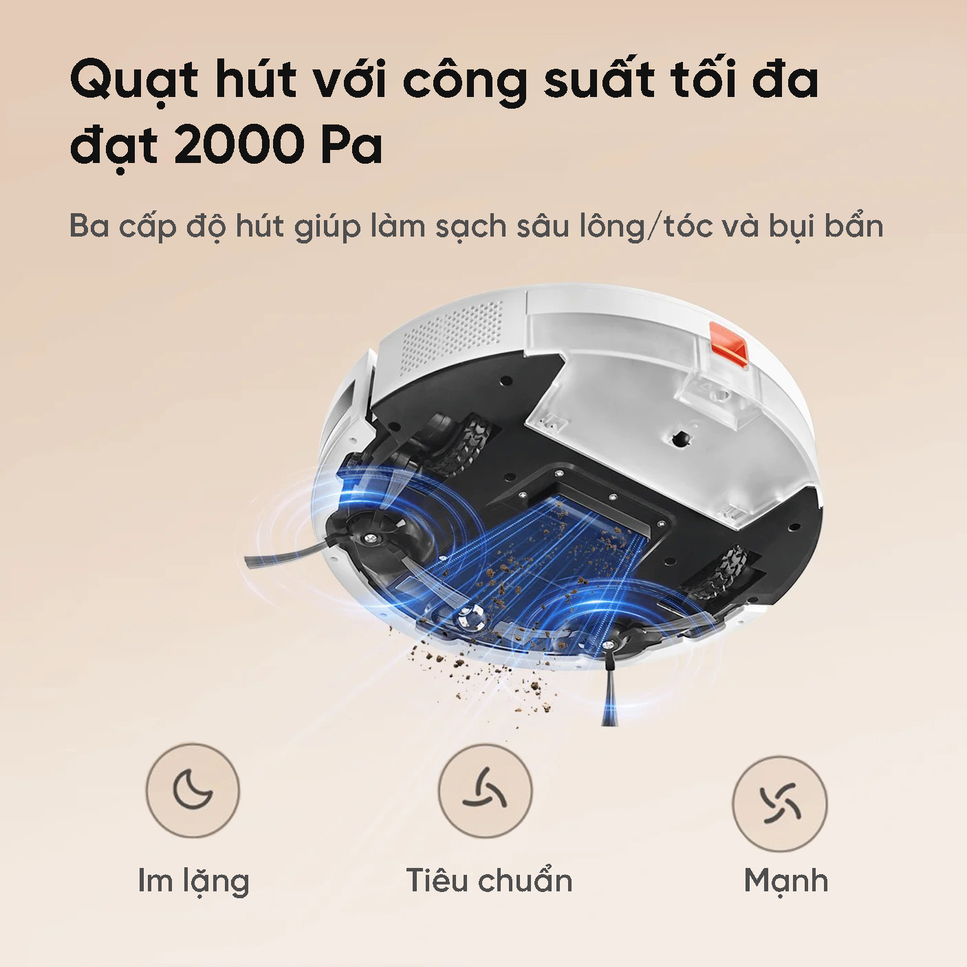 Mô tả Robot Hút Bụi Lau Nhà Xiaomi Vacuum E5 - Lực hút 2000Pa, 150m2 - Ba Cấp Độ Hút - 10