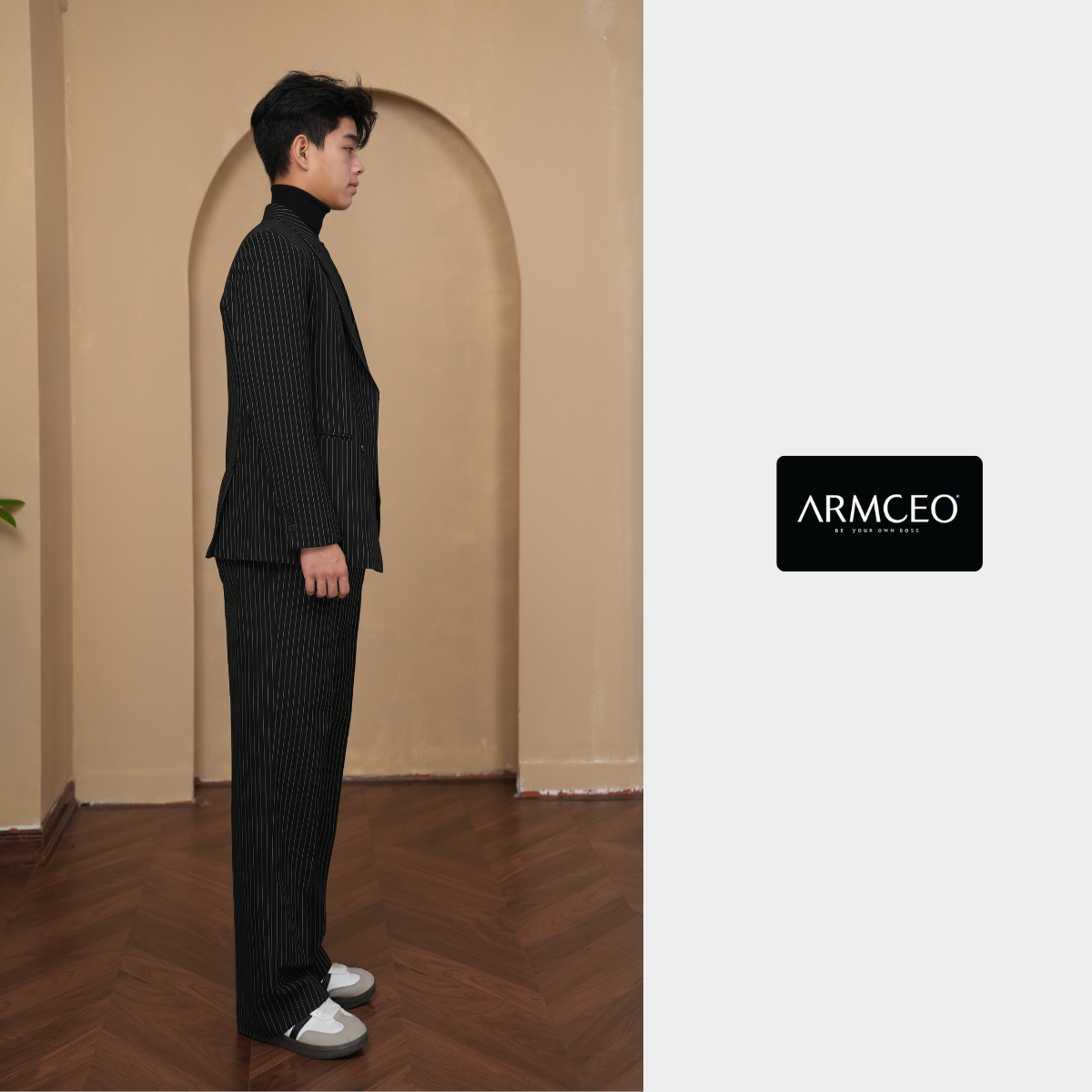 Mô tả COMBO quần áo blazer kẻ sọc quần suông kẻ sọc ARMCEO dáng suông rộng hack dáng che khuyết điểm siêu tốt -SB02 - 2