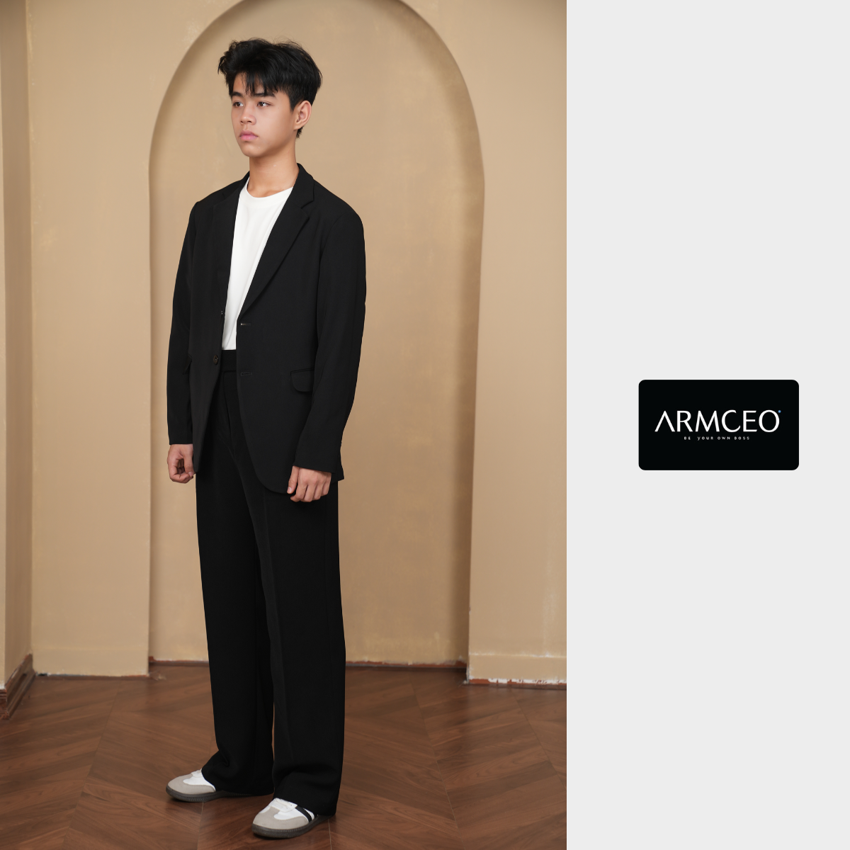 Mô tả Quần ống rộng nam ARMCEO cạp cao 5cm hack dáng che khuyết điểm siêu tốt chất liệu arims dày dặn đứng form -AD02 - 2