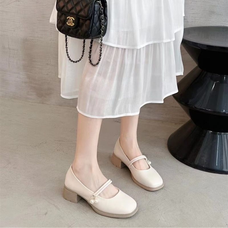 Mô tả Giày Lolita Nữ Quai hạt ngọc Ngọc  FAROSA - V69 Giày marry janes nữ đế cao 5 phân 2 màu siêu hót - 5