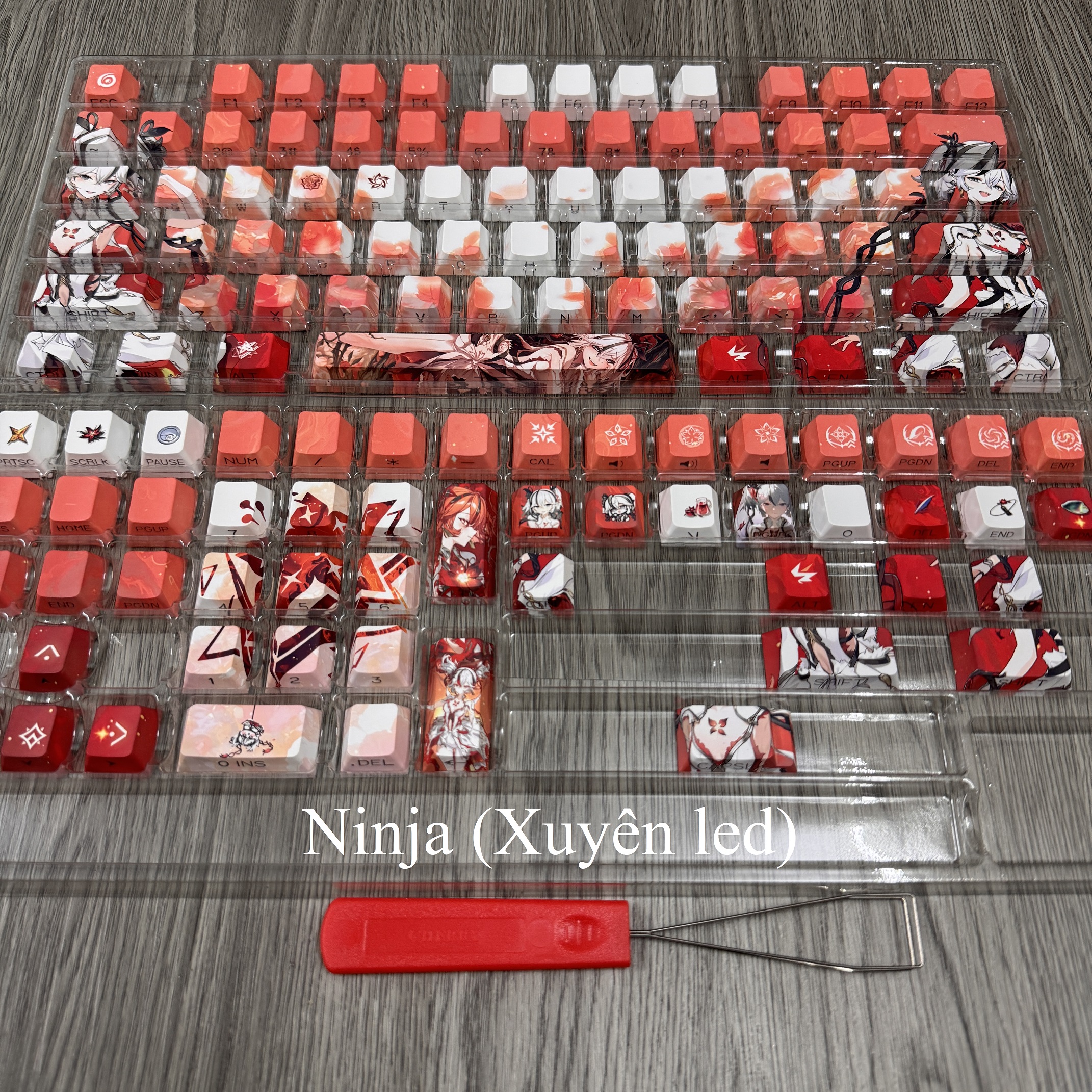 Keycap Wuthering Waves Camellya thick PBT xuyên led in dyesub 5 mặt 129 ...