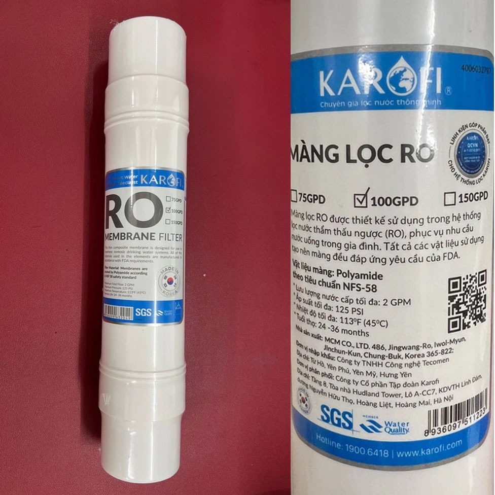Mô tả Lõi Lọc Nước Số 4 Karofi - Màng RO 100GPD Sản Xuất Tại Hàn Quốc - 3