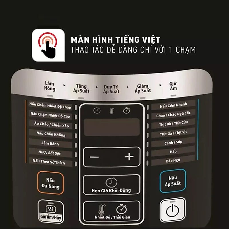 Mô tả Nồi áp suất điện đa năng Tefal 6 lít CY601868 - 15 chương trình cài sẵn - hẹn giờ lên đến 24 giờ - 6