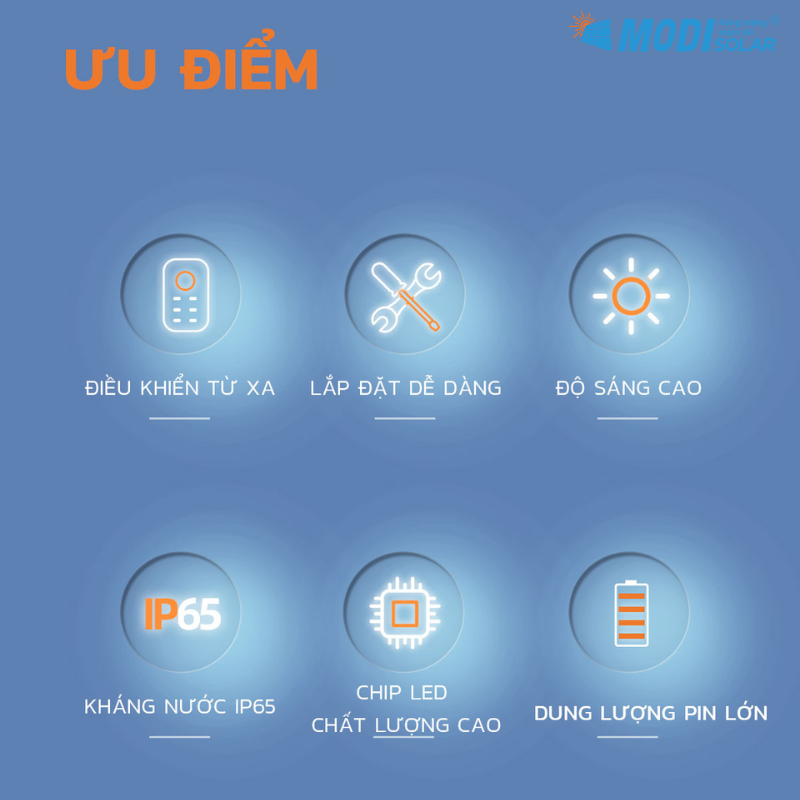 Mô tả Đèn Năng Lượng Mặt Trời Liền Thể 80W MODI SOLAR , Đèn Led Năng Lượng Mặt Trời Cảm Biến Ánh Sáng - 2