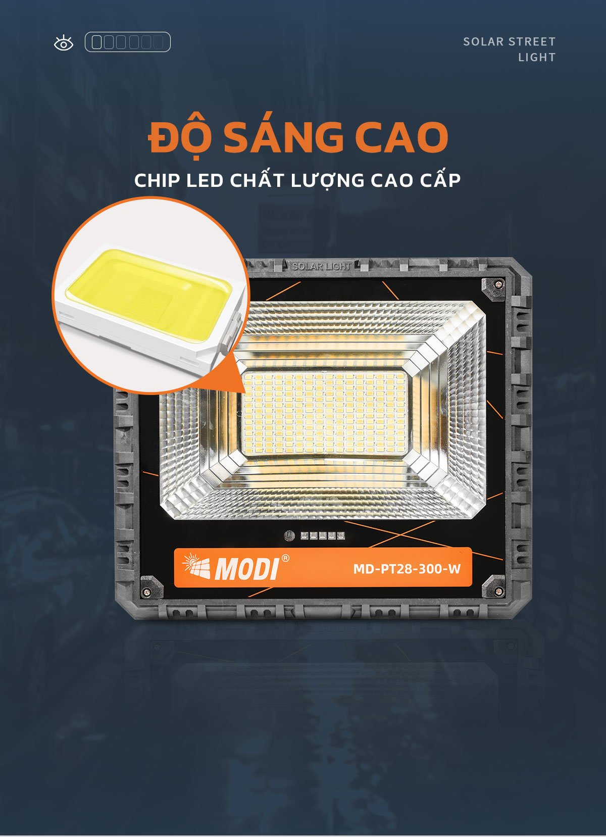 Mô tả Đèn Led Năng Lượng Mặt Trời MODI SOLAR Siêu Sáng Chống Nước Loại 50W, 80W, 120W, 200W,300W, 400W - 3