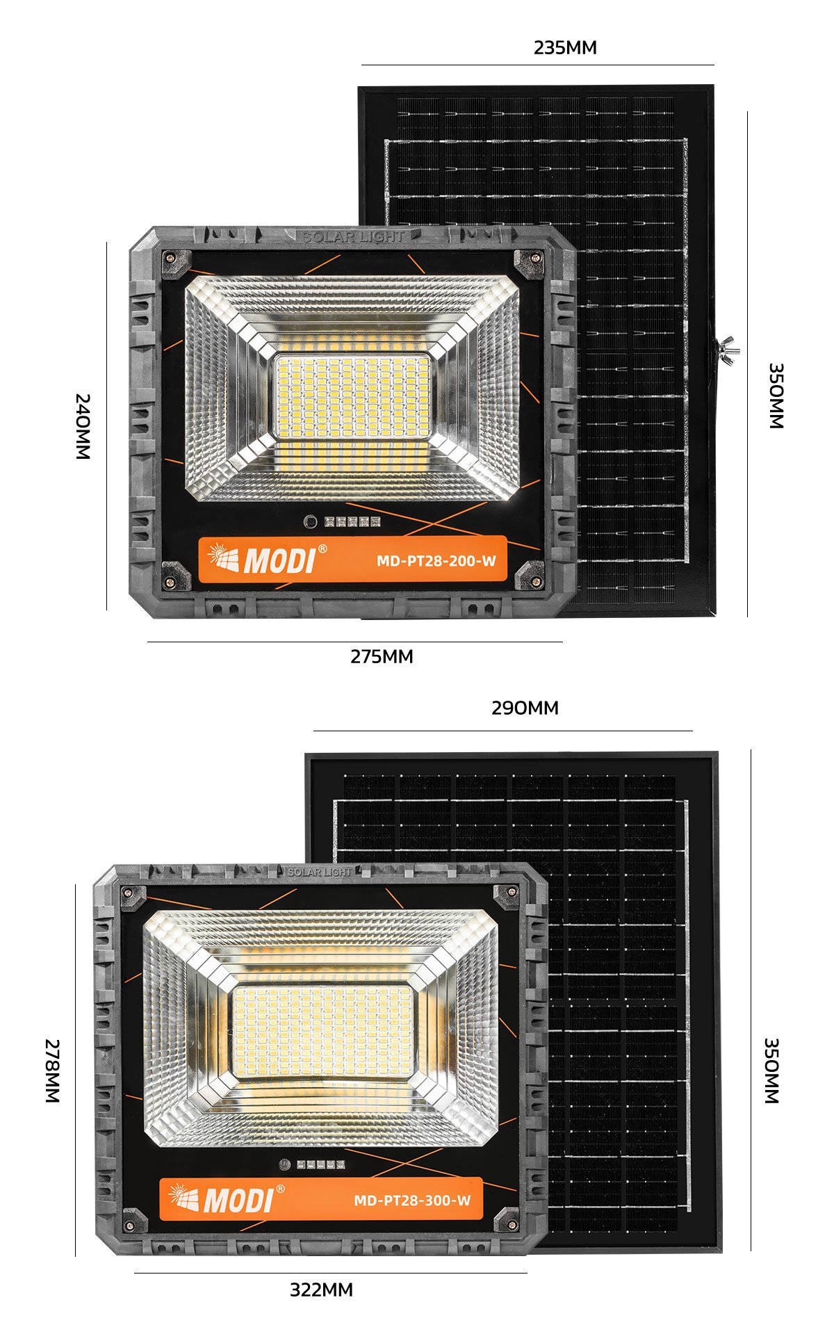 Mô tả Đèn Led Năng Lượng Mặt Trời MODI SOLAR Siêu Sáng Chống Nước Loại 50W, 80W, 120W, 200W,300W, 400W - 8