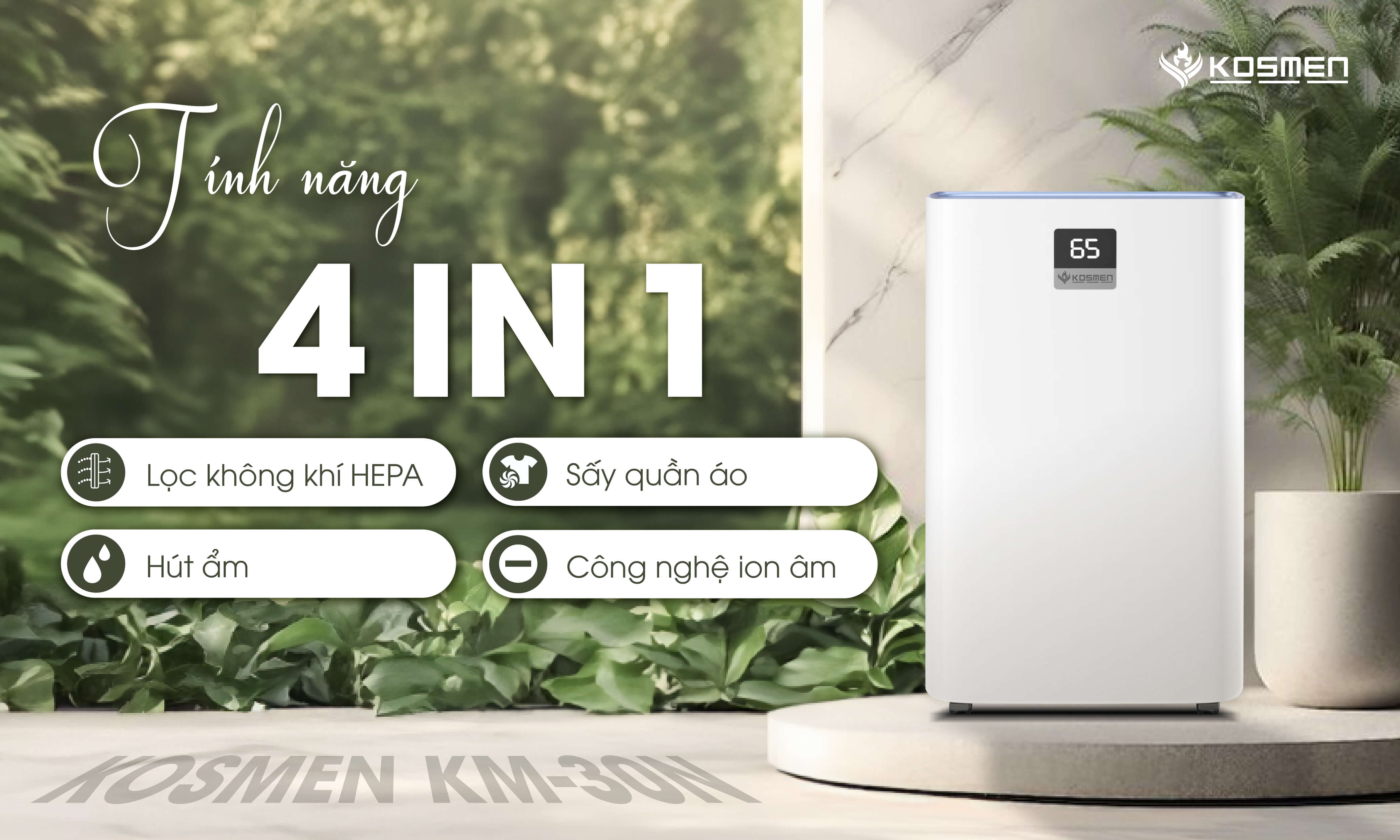 Mô tả Máy Lọc Không Khí Và Hút Ẩm Kosmen KM-30N, Lọc Chuyên Sâu, Kết Nối Wifi Bằng App - Hàng Chính Hãng - 5