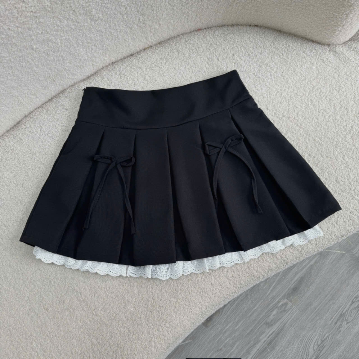 Mô tả Chân Váy Bigsize Nữ Dáng Xếp Ly Xòe 2 Lớp Phối Ren Dễ Thương Kèm Nơ Đứng Form Cho Chubby CV419 - 5