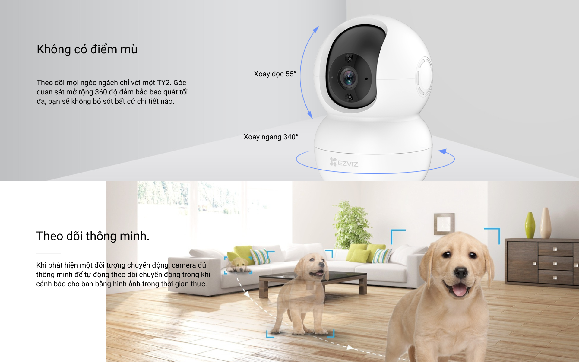 Mô tả Camera WI-FI EZVIZ TY2 Trong nhà 1080P (Nâng cấp từ C6N, TY1), Quay Quét 360 Độ, Đàm Thoại Hai Chiều - 2
