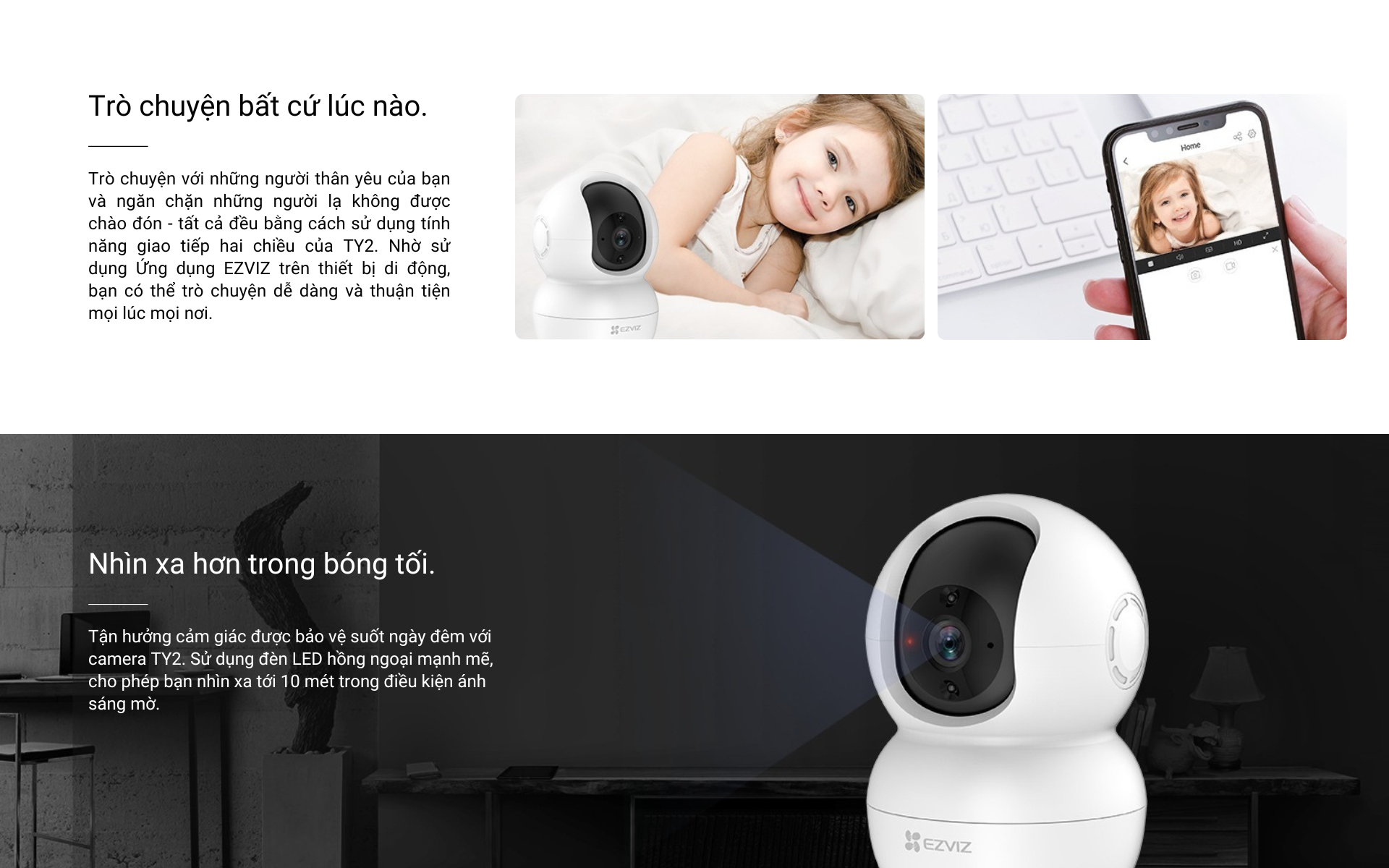 Mô tả Camera WI-FI EZVIZ TY2 Trong nhà 1080P (Nâng cấp từ C6N, TY1), Quay Quét 360 Độ, Đàm Thoại Hai Chiều - 3