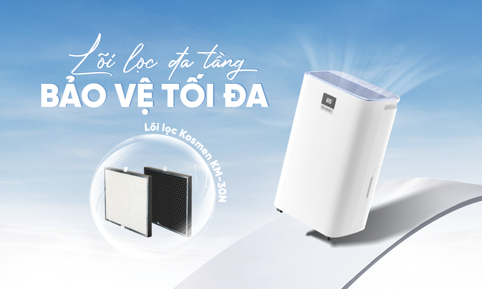 Mô tả Lõi Lọc Không Khí Kosmen KM-30N Bảo Vệ Toàn Diện Sức Khỏe Gia Đình - Hàng Chính Hãng - 3