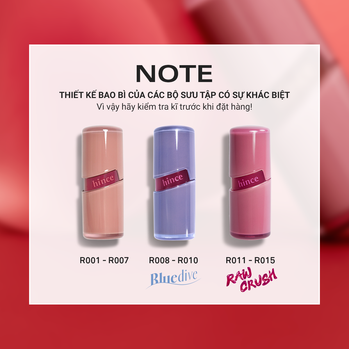 Mô tả Son Gel Tint hince Raw Glow Gel Tint (10 màu) 4ml - 2