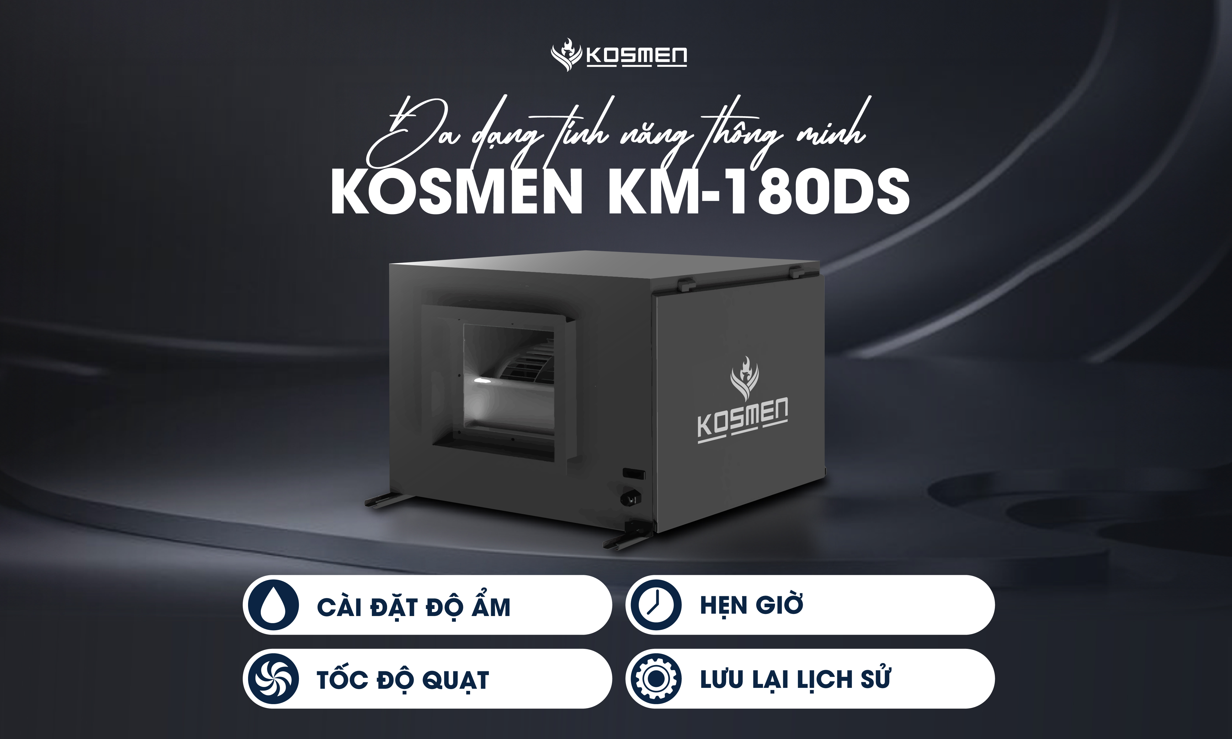 Mô tả Máy Hút Ẩm Âm Trần Kosmen KM-180DS Công Suất 180 lít/ngày - Hàng Chính Hãng BH 24 tháng - 6