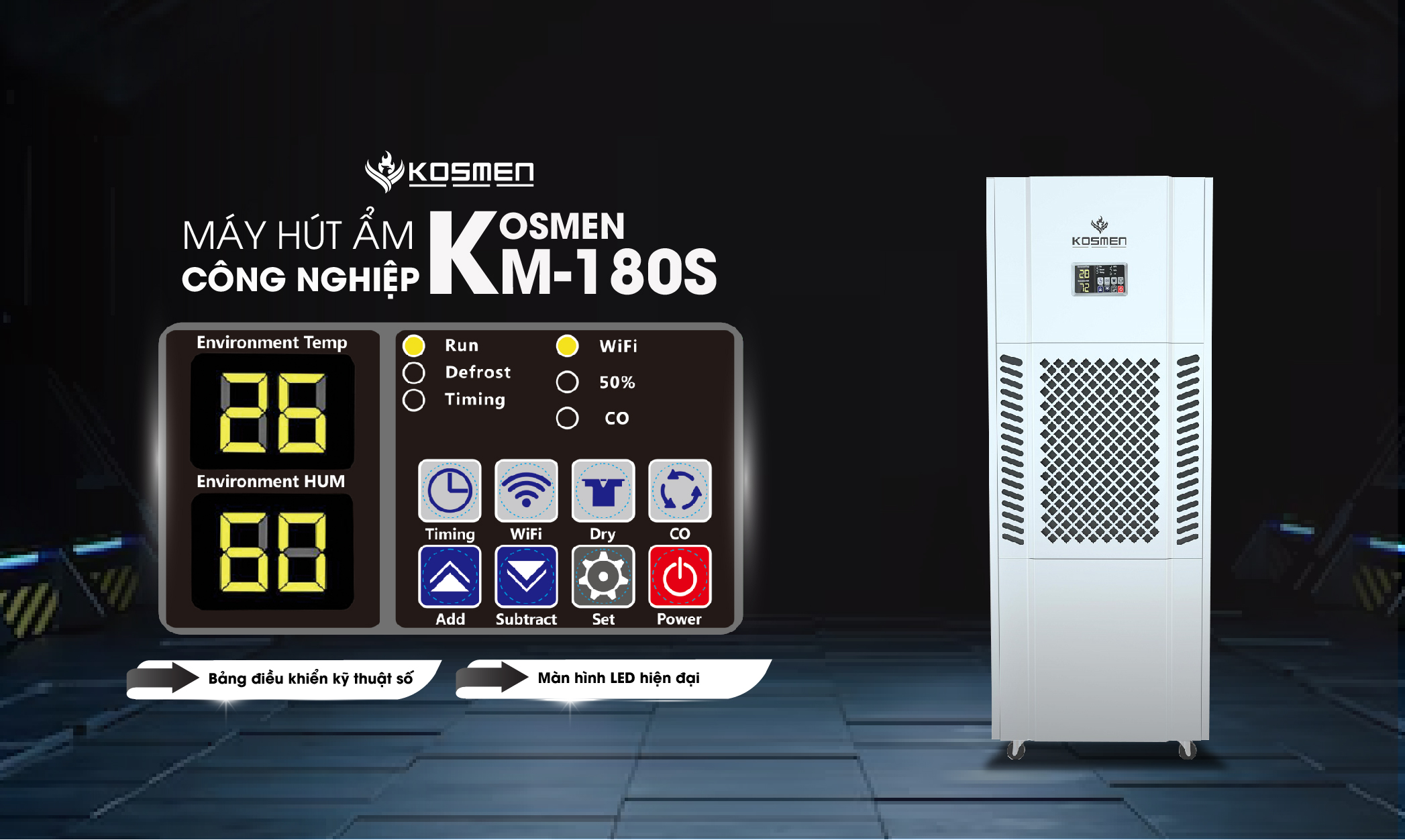 Mô tả Máy Hút Ẩm Công Nghiệp Kosmen KM-180S 180 lít/ngày - Hàng Chính Hãng Bảo Hành 24 Tháng - 3