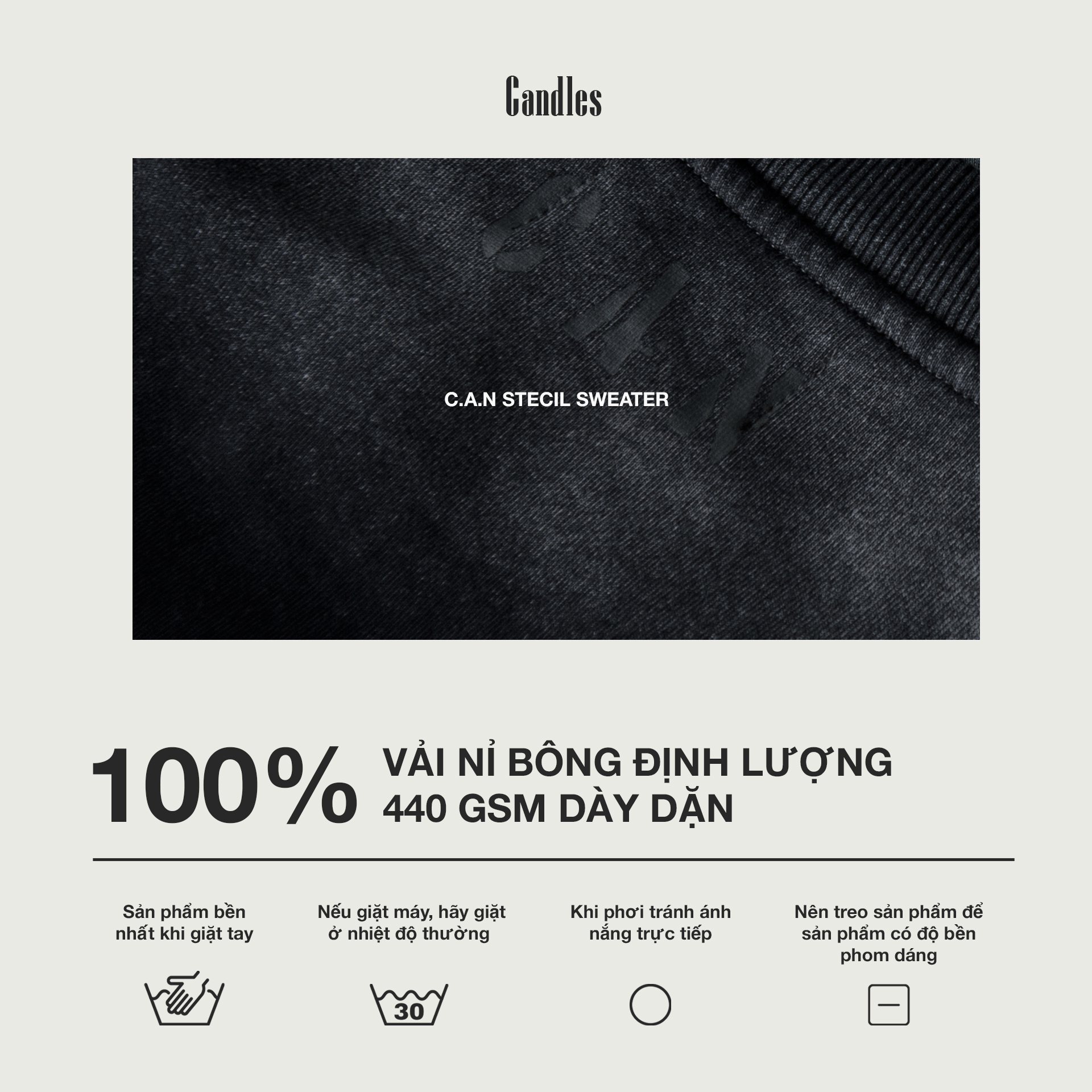 Mô tả Áo Nỉ Candles C.A.N Stecil Oversize Unisex - 2