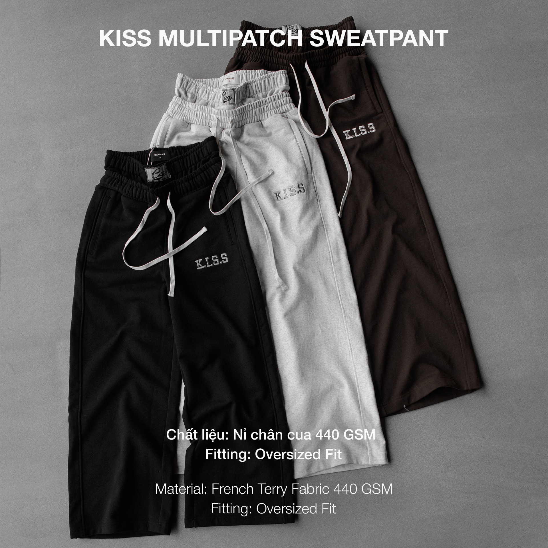 Mô tả Quần Nỉ Candles  Multipatch Straight Unisex - 1