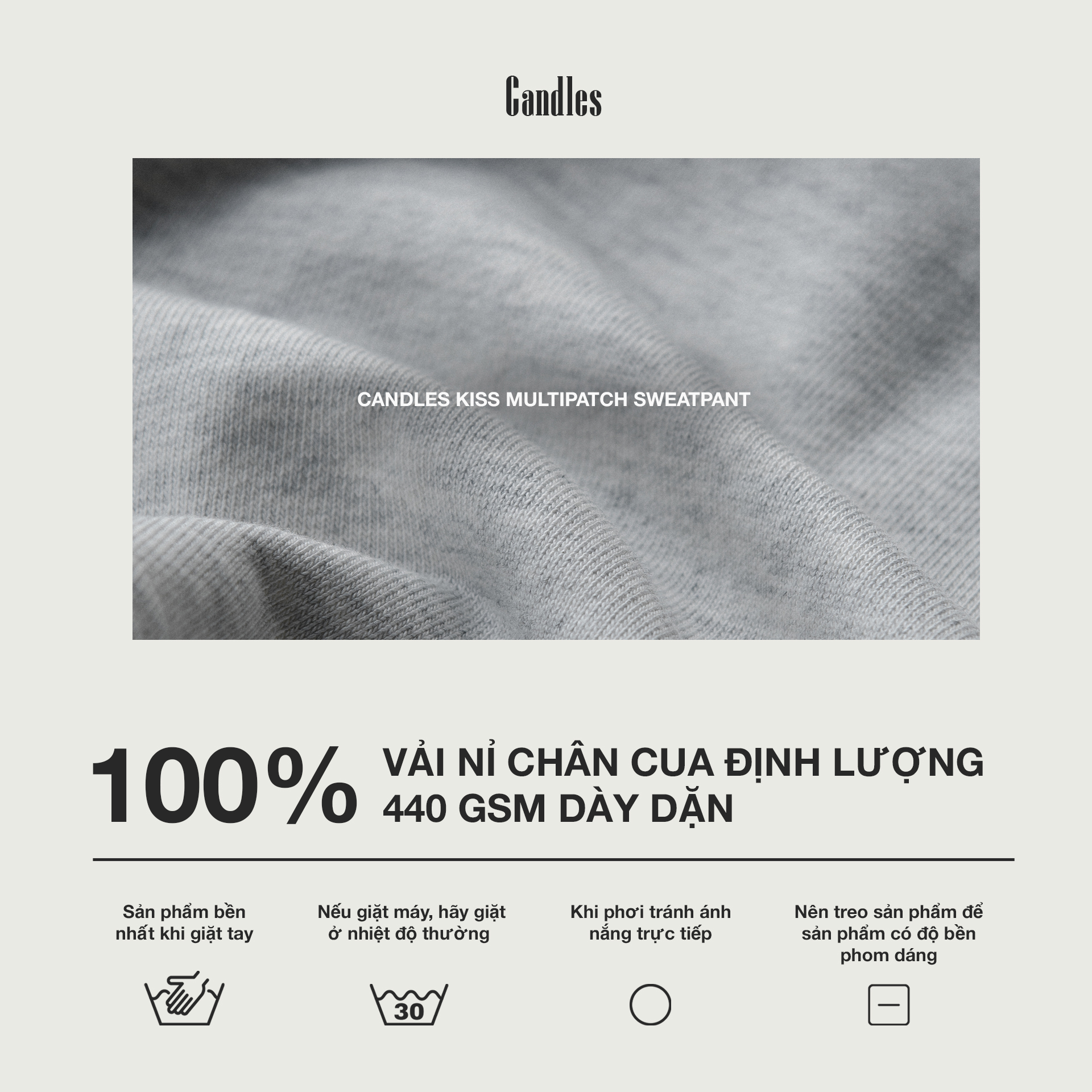 Mô tả Quần Nỉ Candles  Multipatch Straight Unisex - 2