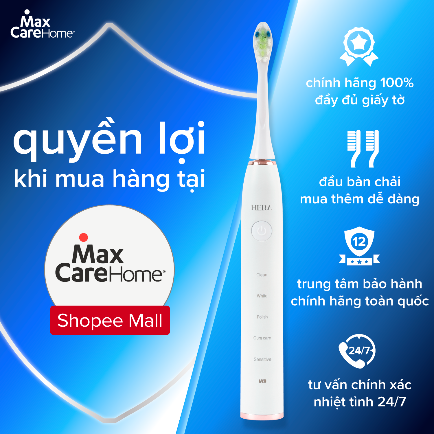 Mô tả Bàn Chải Điện DIỆT KHUẨN BẰNG TIA UV CAO CẤP Maxcare Hera Whitening Sấy Khô & Nhắc Chuyển Vùng Đánh Răng - 7