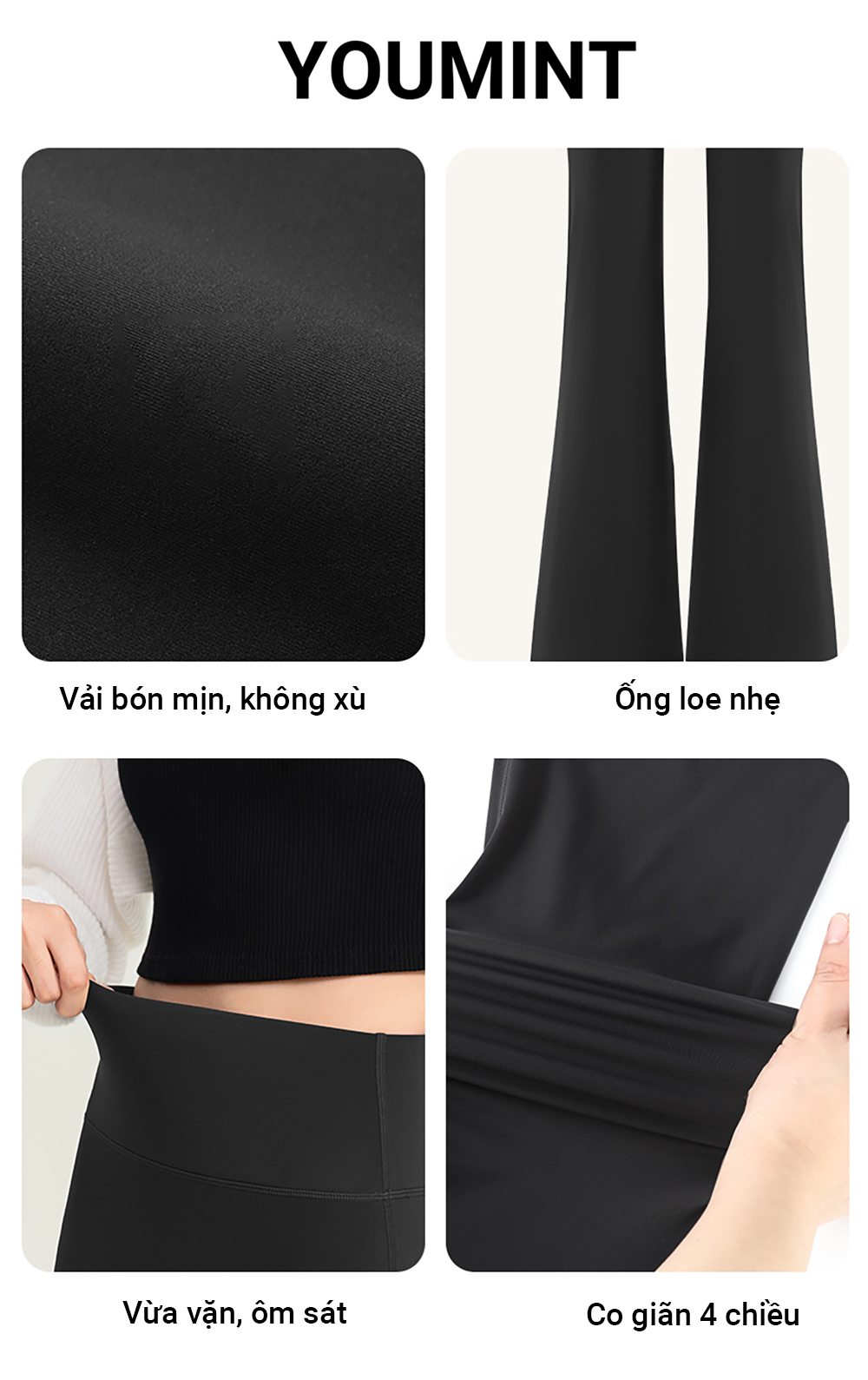 Quần ống loe nữ cạp cao YOUMINT