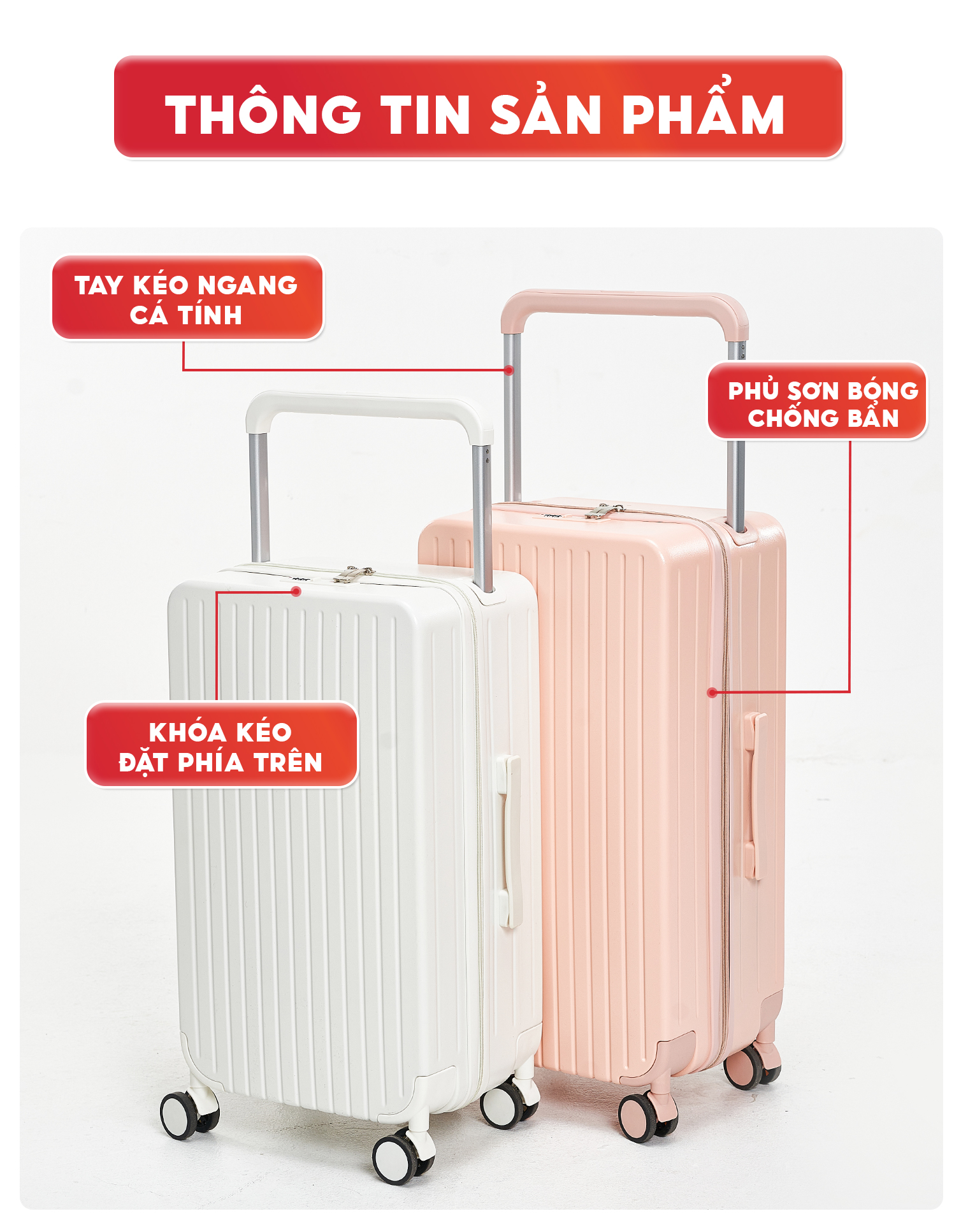 Mô tả Vali kéo du lịch SUNNY LUNA chính hãng size 20-24, xách tay-kí gửi hạn chế va đập - 7