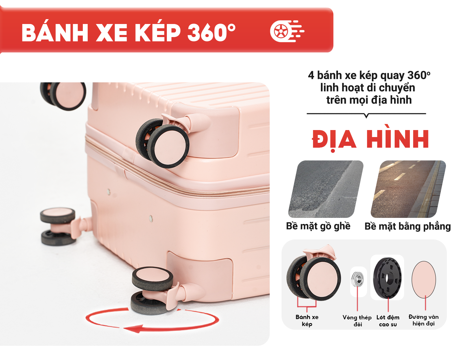 Mô tả Vali kéo du lịch SUNNY LUNA chính hãng size 20-24, xách tay-kí gửi hạn chế va đập - 9