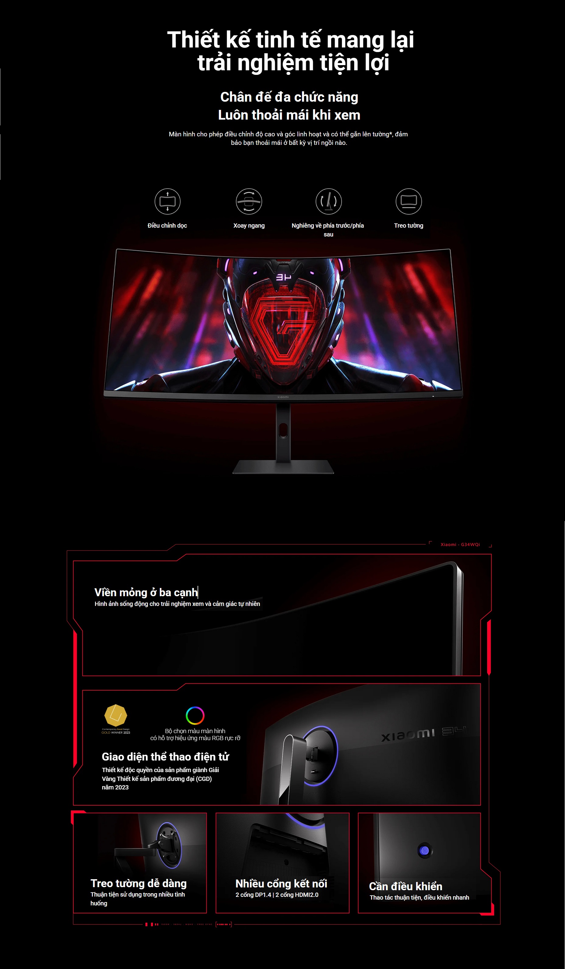 Mô tả Màn Hình Cong Gaming Xiaomi 2K Curved Gaming Monitor G34i (34inch/180Hz/1ms) - Phiên Bản Quốc tế, Bảo Hành 36 Tháng - 9