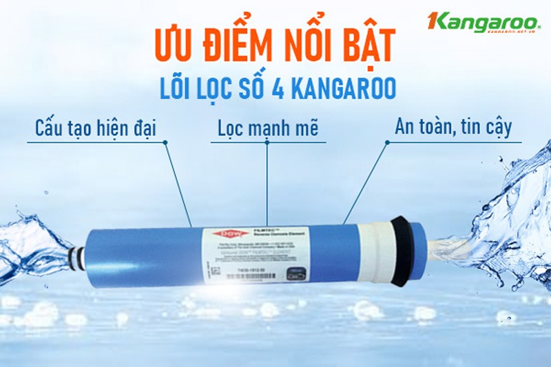 Mô tả Lõi Lọc Nước Kangaroo Số 4 - Màng RO FILMTEC Loại Bỏ Hoàn Toàn Chất Rắn Tuổi Thọ Lên Đến 9000 Lít - 2