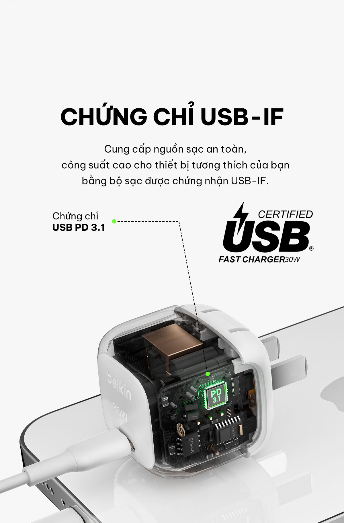 Mô tả Củ sạc nhanh 30W Belkin PD PPS Cubic Wall Charger | Sạc nhanh, Nhỏ Gọn, An toàn cao, Công nghệ mới - 5