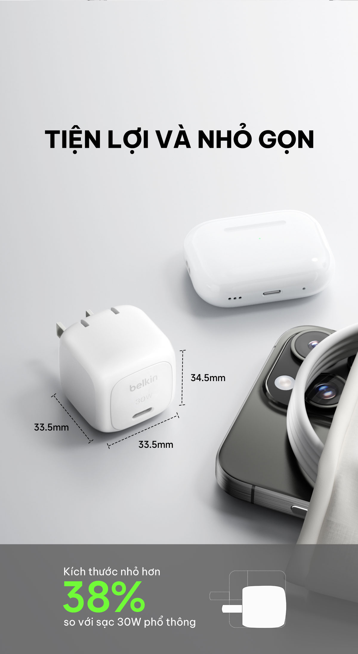 Mô tả Củ sạc nhanh 30W Belkin PD PPS Cubic Wall Charger | Sạc nhanh, Nhỏ Gọn, An toàn cao, Công nghệ mới - 6