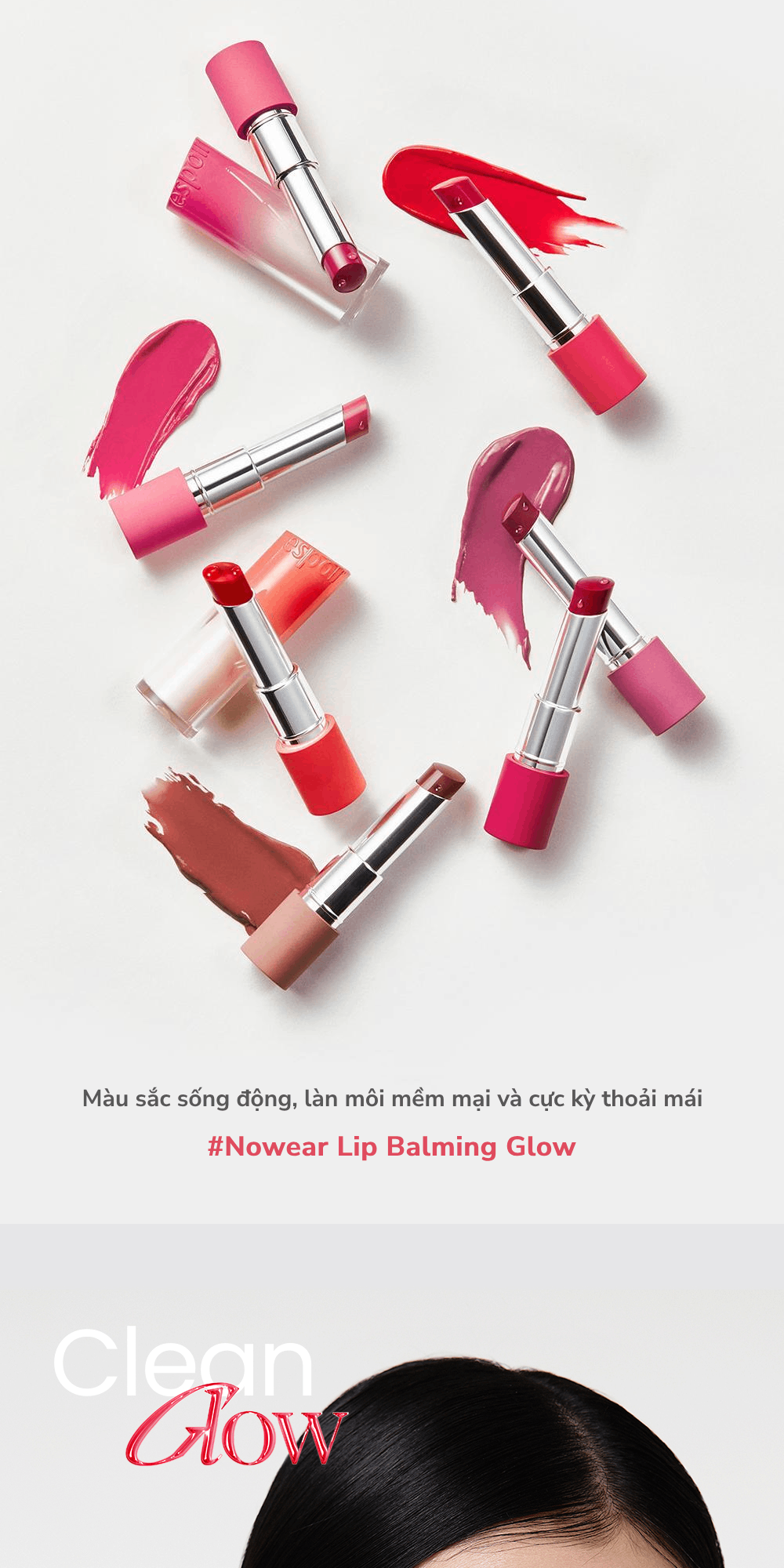 Mô tả Son Thỏi Bóng Dưỡng Ẩm Espoir Nowear Lipstick Balming Glow 3gr - 2