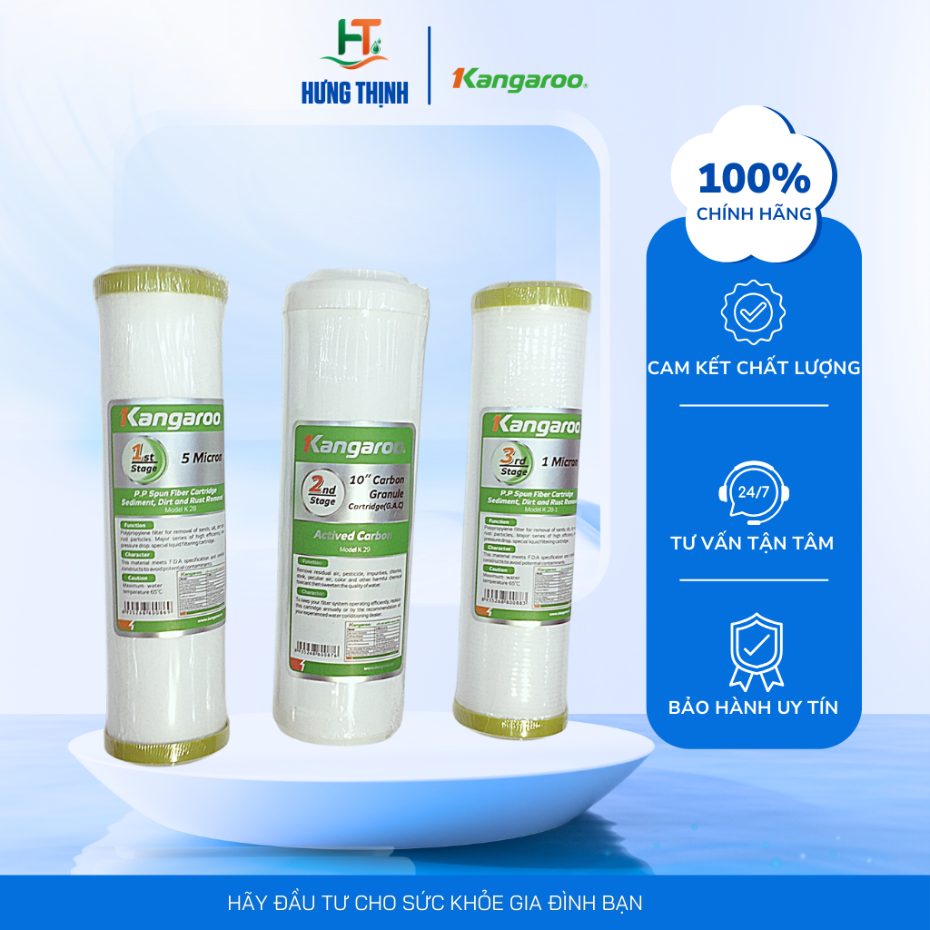 Mô tả Combo 3 Lõi Lọc Thô 123 Kangaroo ECO Chính Hãng Mẫu Mới - 1
