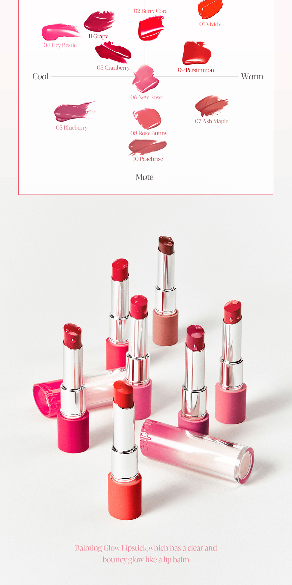 Mô tả Son Thỏi Bóng Dưỡng Ẩm Espoir Nowear Lipstick Balming Glow 3gr - 12
