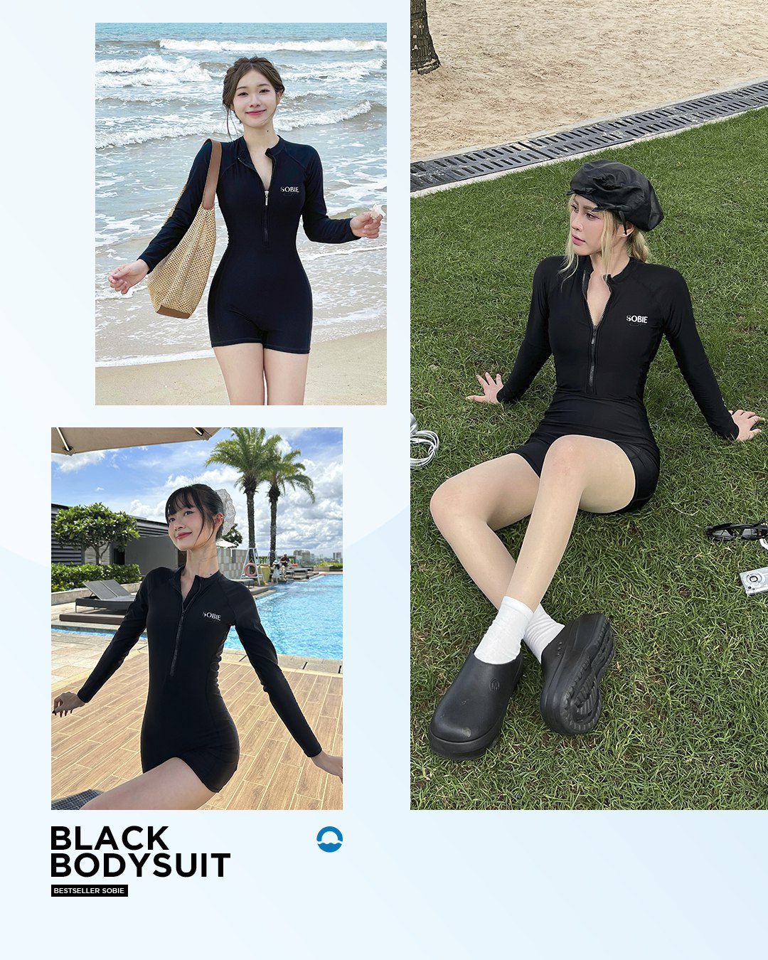 Mô tả Đồ Bơi Liền Thân Tay Dài - Black Bodysuit Sobie - 1