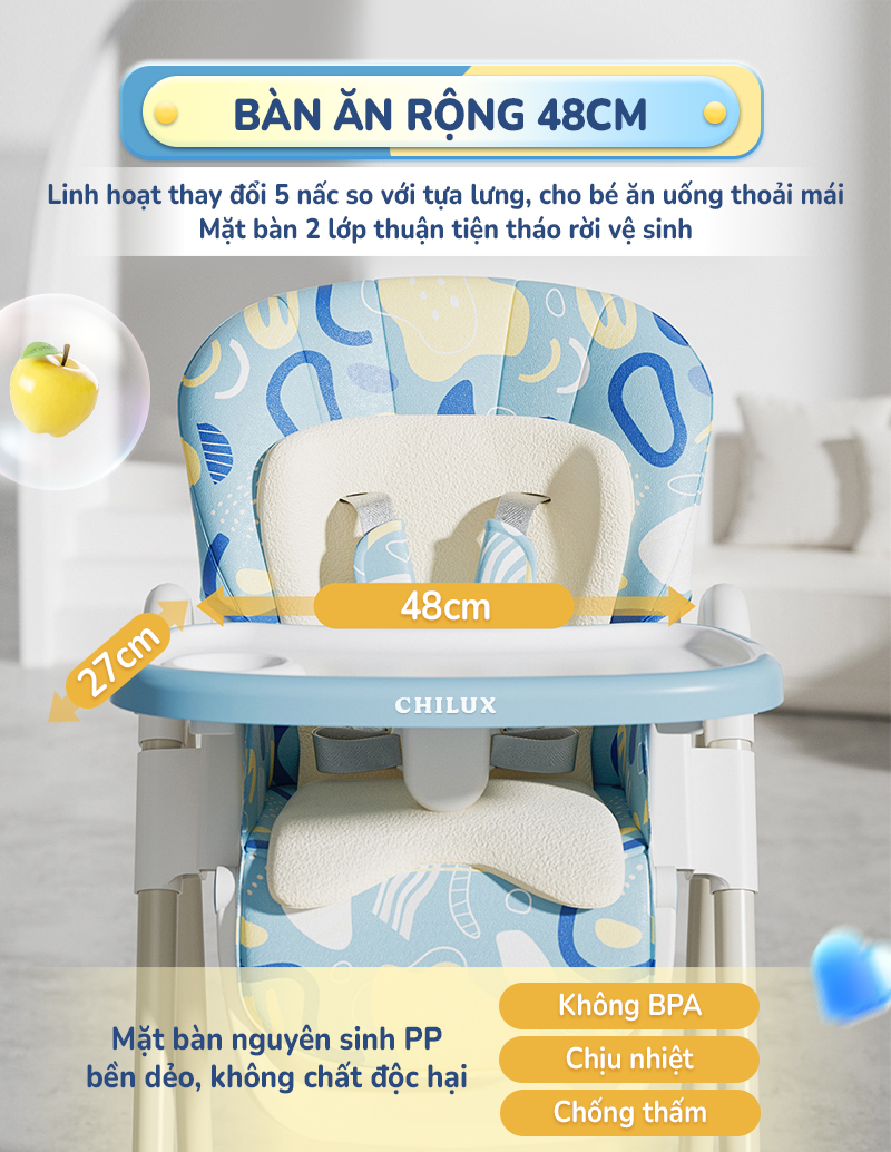 Mô tả Ghế ăn dặm cao cấp Chilux Grow D - Đồng hành cùng mẹ - Bé khỏe, ăn ngon - 9