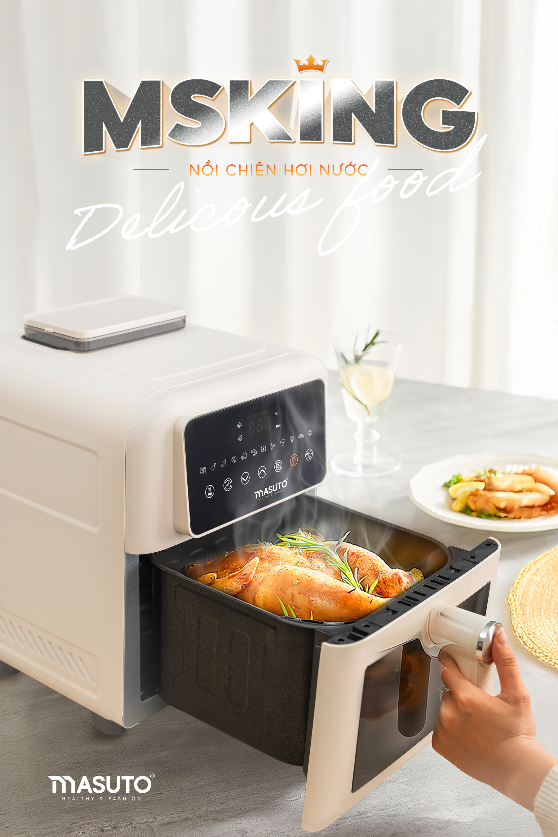Kích thước nồi chiên không dầu Masuto MSKing