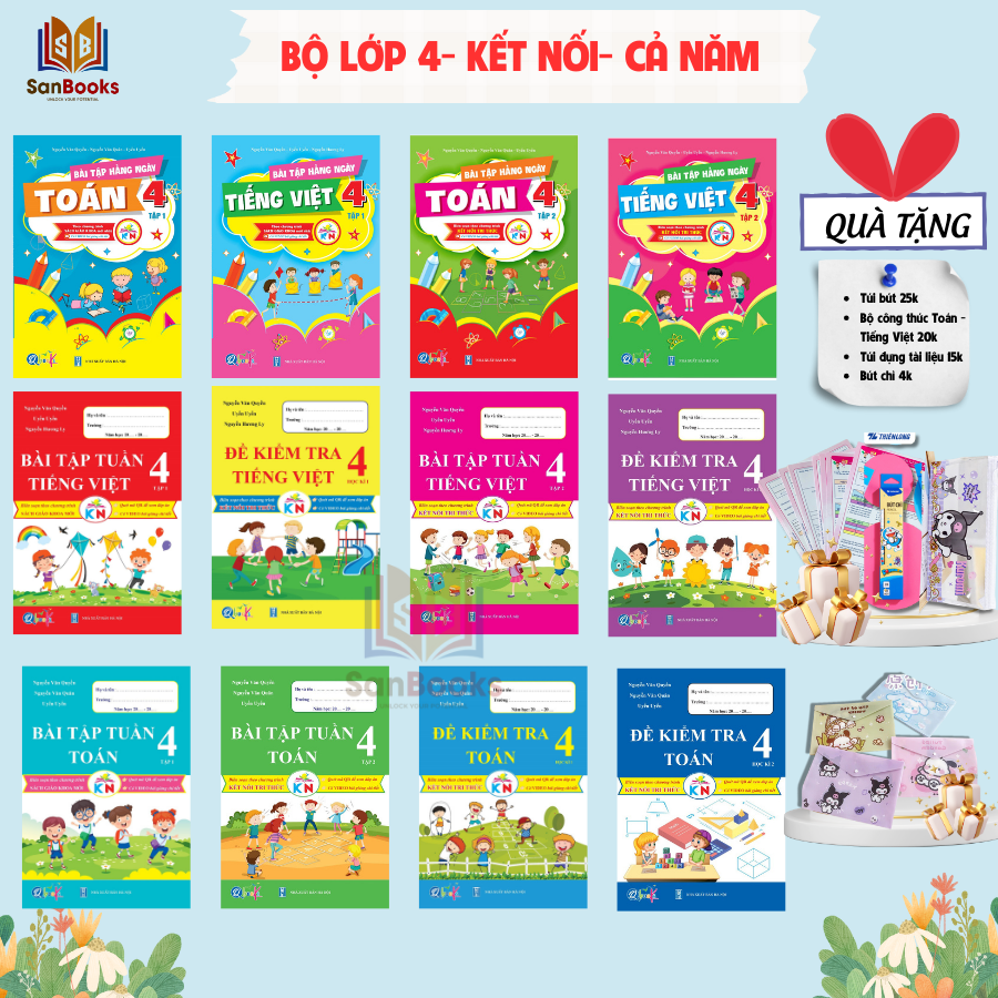 Mô tả Trọn bộ Sách Bài tập Hàng Ngày, Bài tập Tuần, Đề kiểm tra Toán và Tiếng Việt Lớp 4 - Kết nối tri thức (cả năm học) - 1