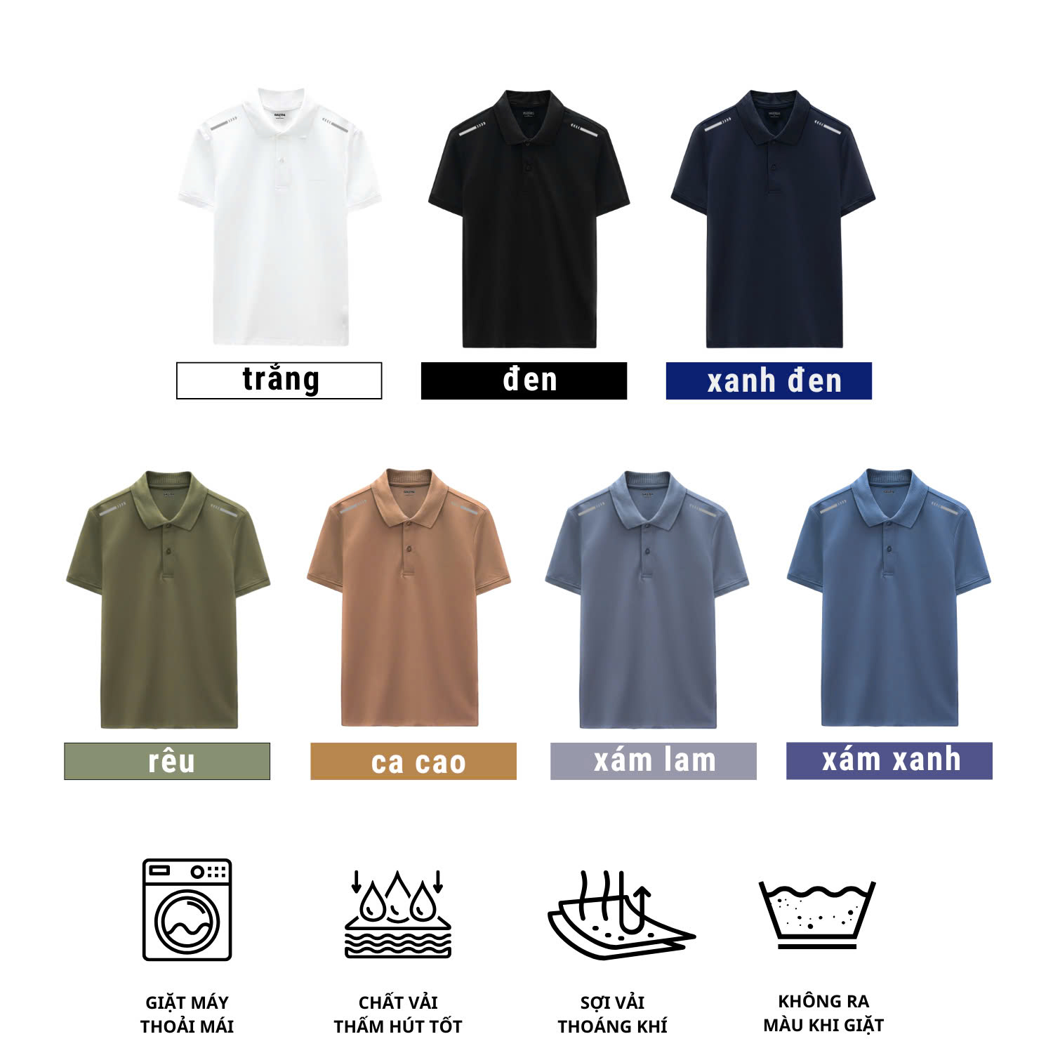 Mô tả Áo thun nam POLO GẤU 194 Trơn Unisex vải cá sấu Poly co dãn 4 chiều dày dặn form gerular fit - PL PP13 - 1