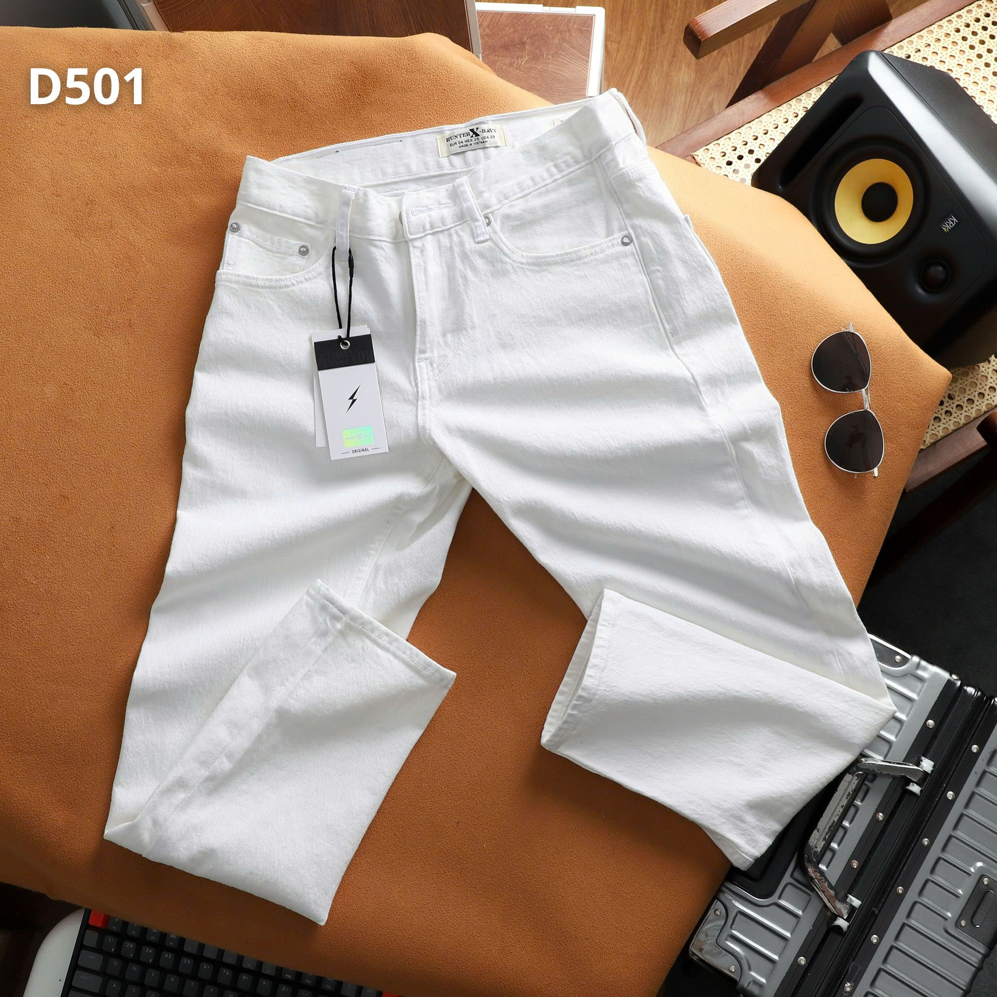 Mô tả D501 Quần dài jeans thun trắng JUSTMEN Nam Menswear - 1