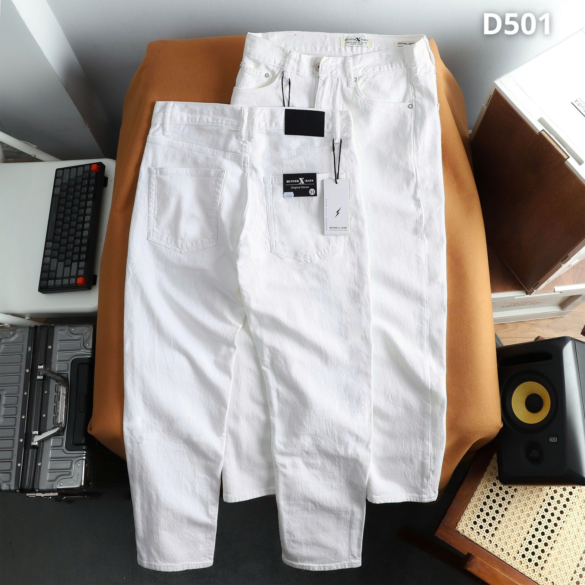 Mô tả D501 Quần dài jeans thun trắng JUSTMEN Nam Menswear - 3