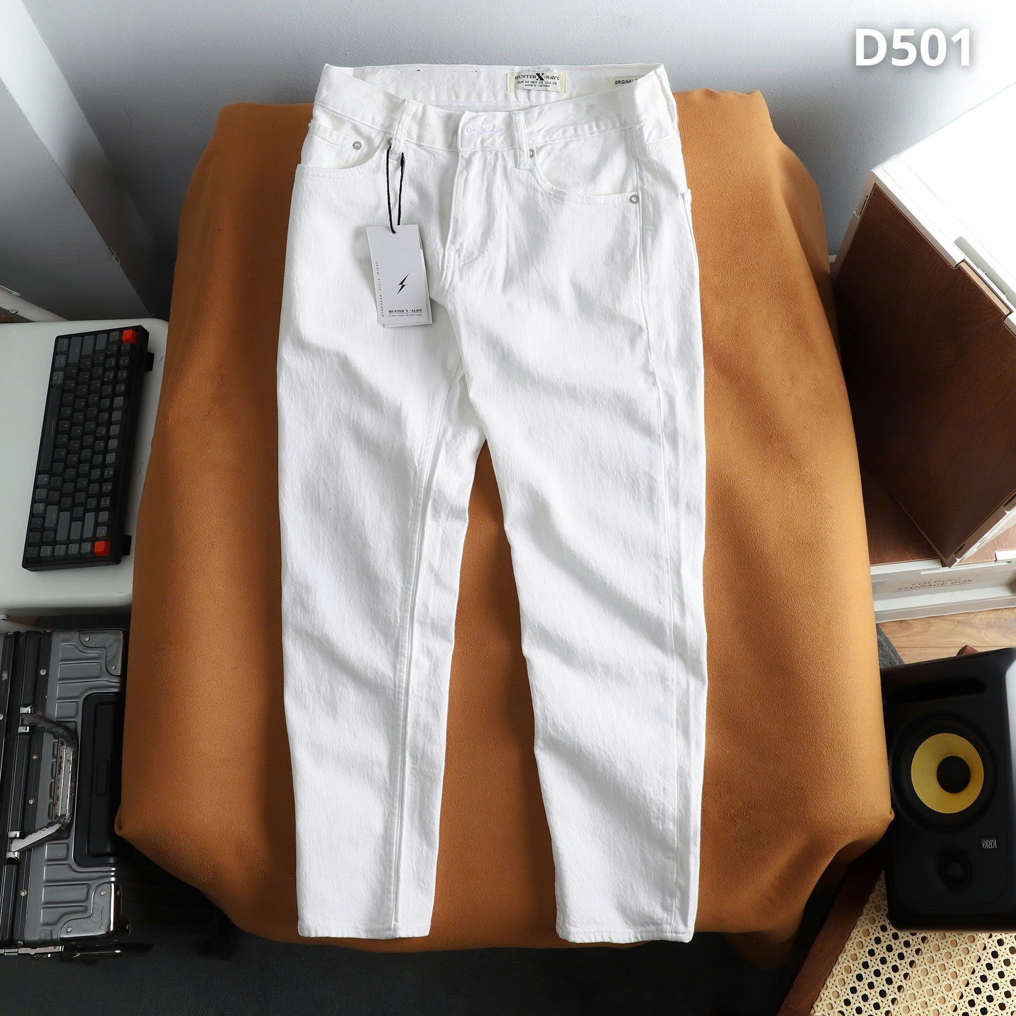 Mô tả D501 Quần dài jeans thun trắng JUSTMEN Nam Menswear - 4