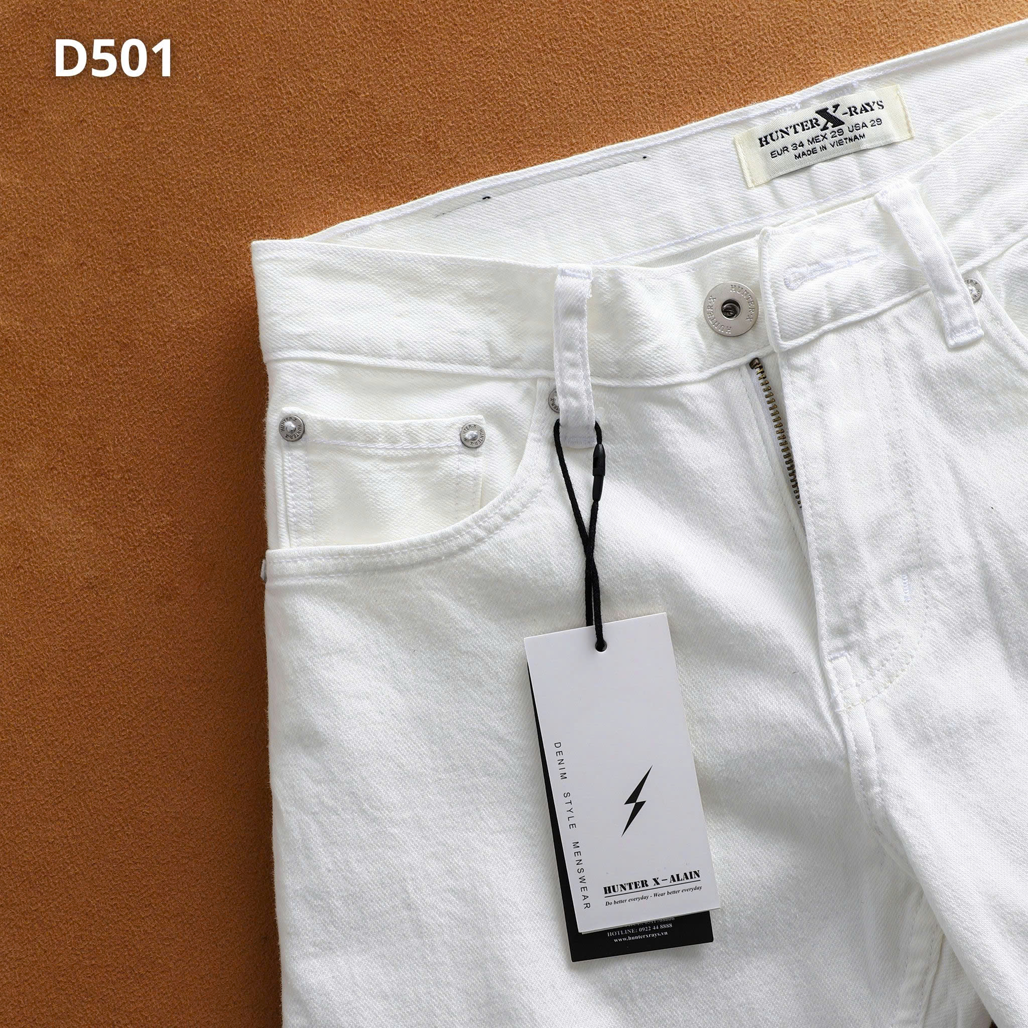 Mô tả D501 Quần dài jeans thun trắng JUSTMEN Nam Menswear - 2
