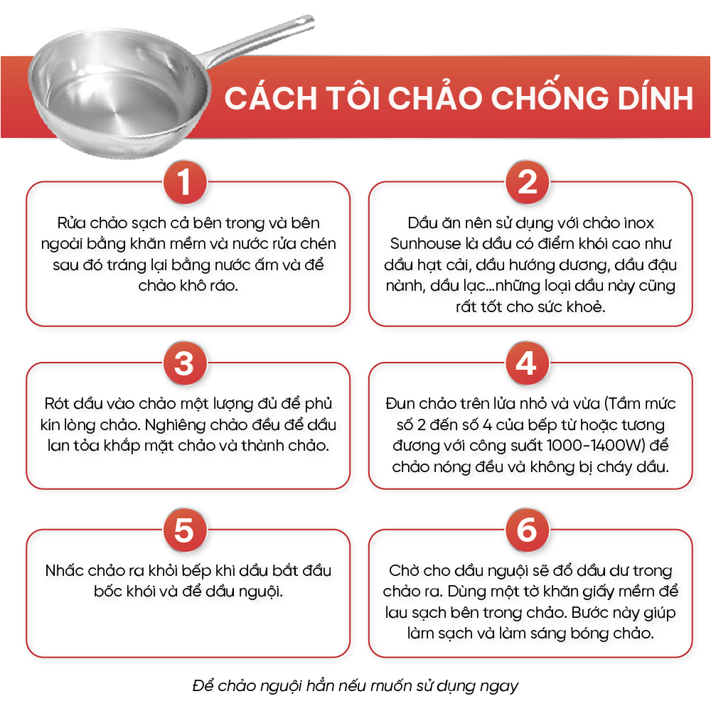 Mô tả Chảo Inox không chống dính liền khối Sunhouse Healthy INxxM7E an toàn cho sức khoẻ - 1