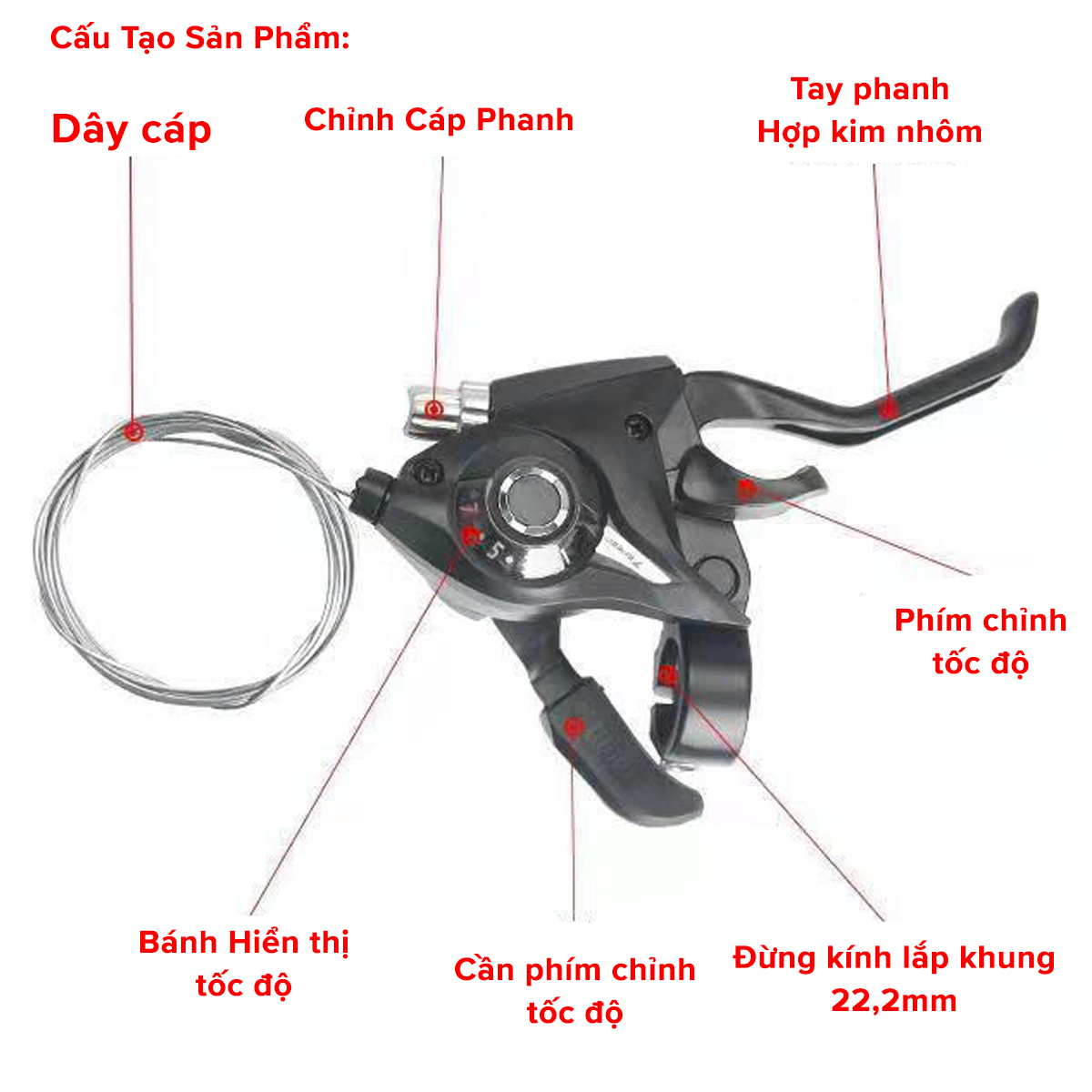 Mô tả Bộ Tay Đề Tay Phanh Líp Xe Đạp Amalife Bấm Tốc Độ 3x7 Speed Và 3x8 Speed Shimano1 - 6